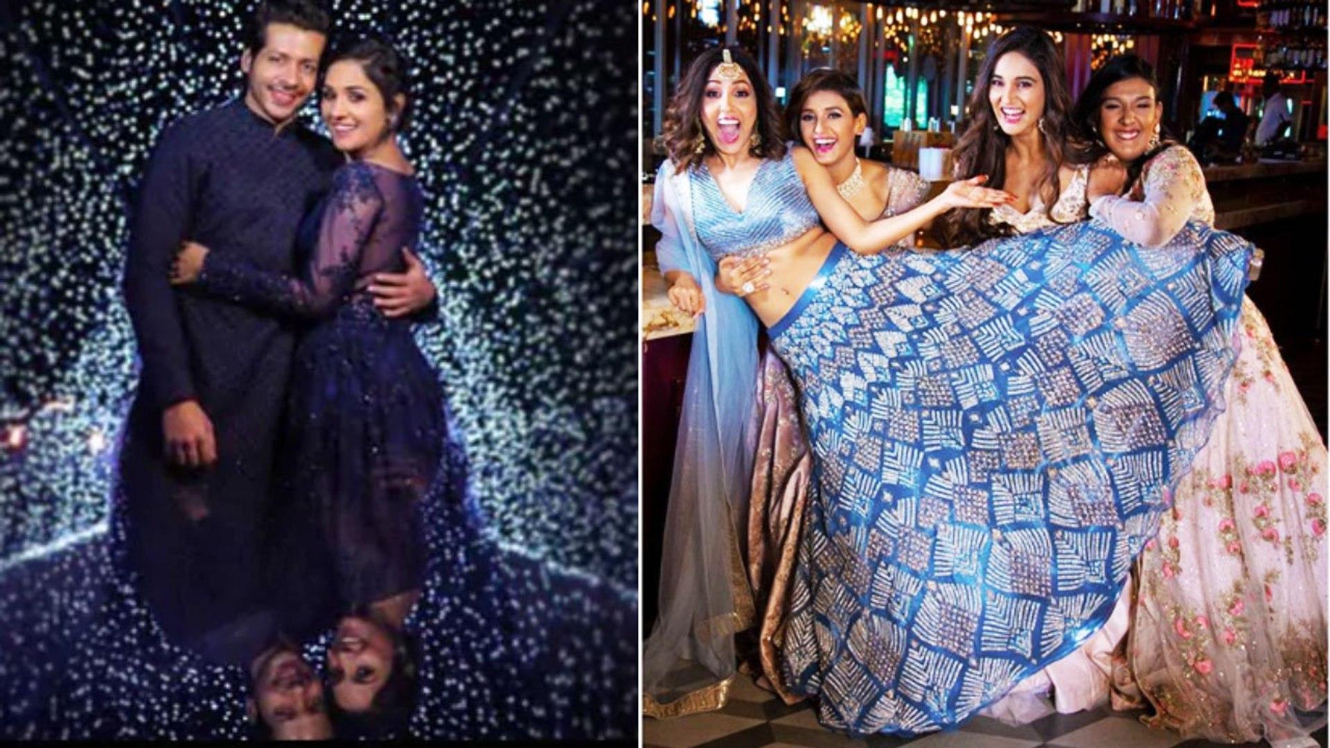 1920x1080 Neeti Mohan wears blue sequinned lehenga choli in her wedding