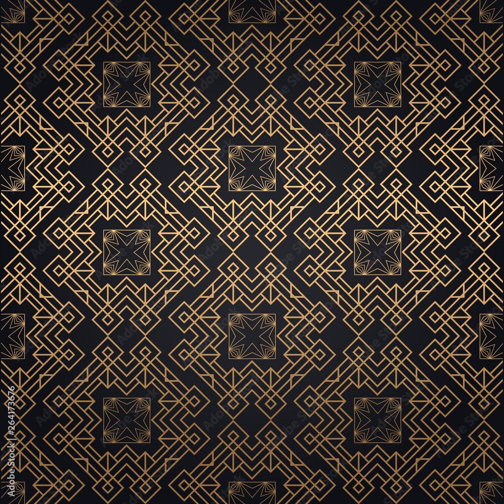 1000x1000 Luxury art deco wallpaper. Black and gold pattern. Background in retro style. Vector vintage illustration Stock Vector