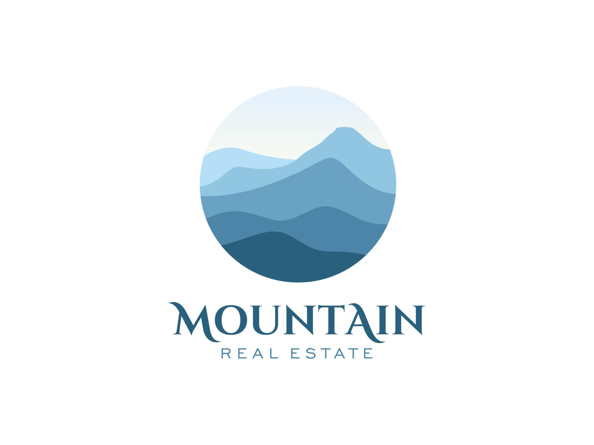 1920x1440 Abstract Mountain Logo. White Shape Mountain Silhouette with Outline Style Combination isolated on White Background. Flat Vector Logo Design Template