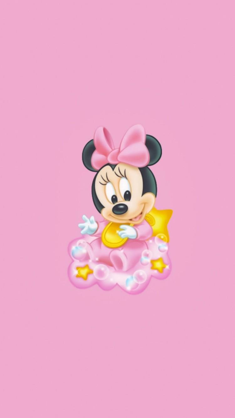 750x1333 Mickey Mouse Disney Aesthetic Wallpaper : Baby Minnie Mouse on Yellow Chair Wallpaper