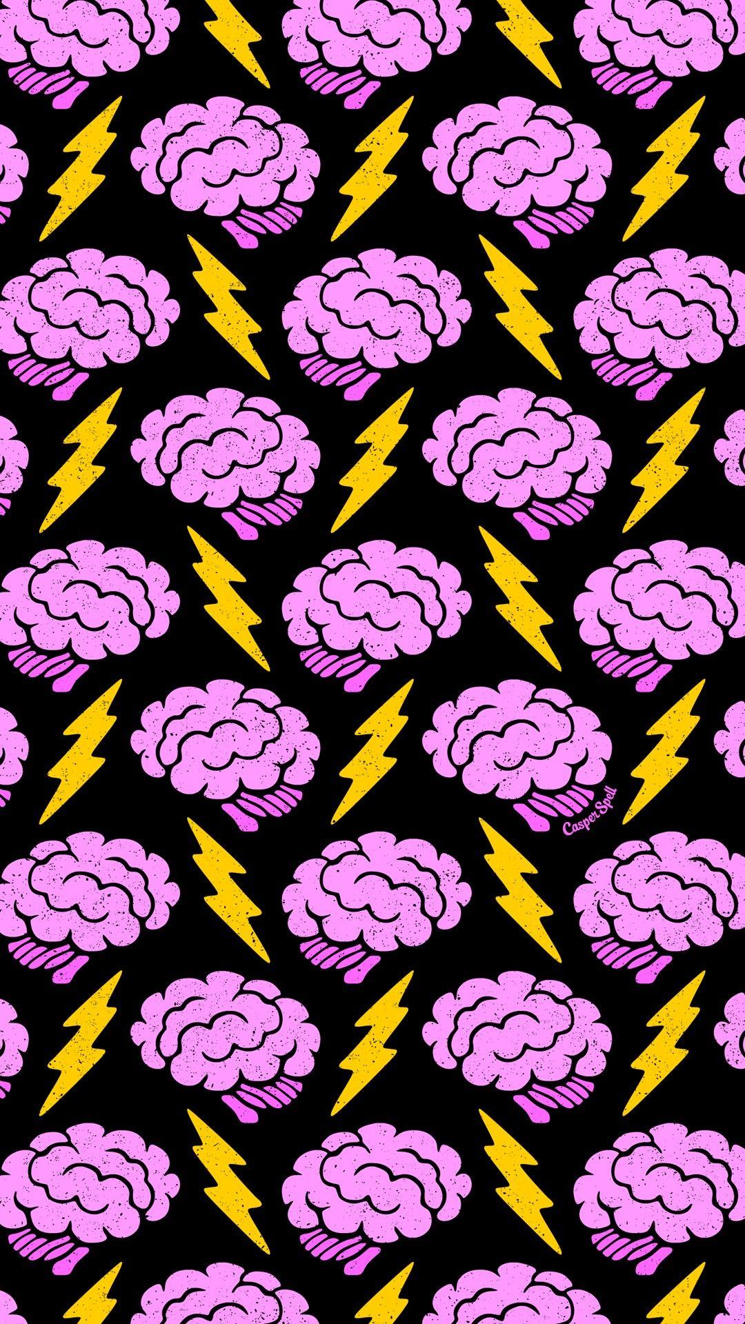 1080x1920 Brains Cute Spooky Creepy Halloween Brain Lightning Electric
