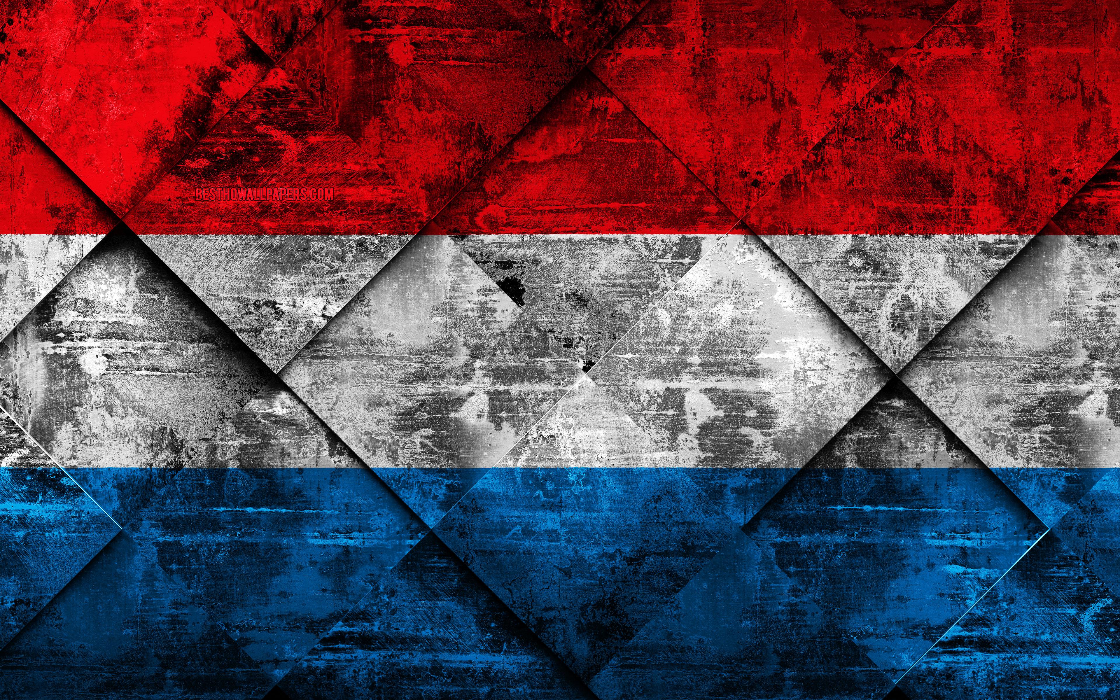 3840x2400 Download wallpaper Flag of Luxembourg, 4k, grunge art, grunge texture, Luxembourg flag, Europe, national symbols, Luxembourg, creative art for desktop with resolution 3840x2400. High Quality HD picture wallpaper