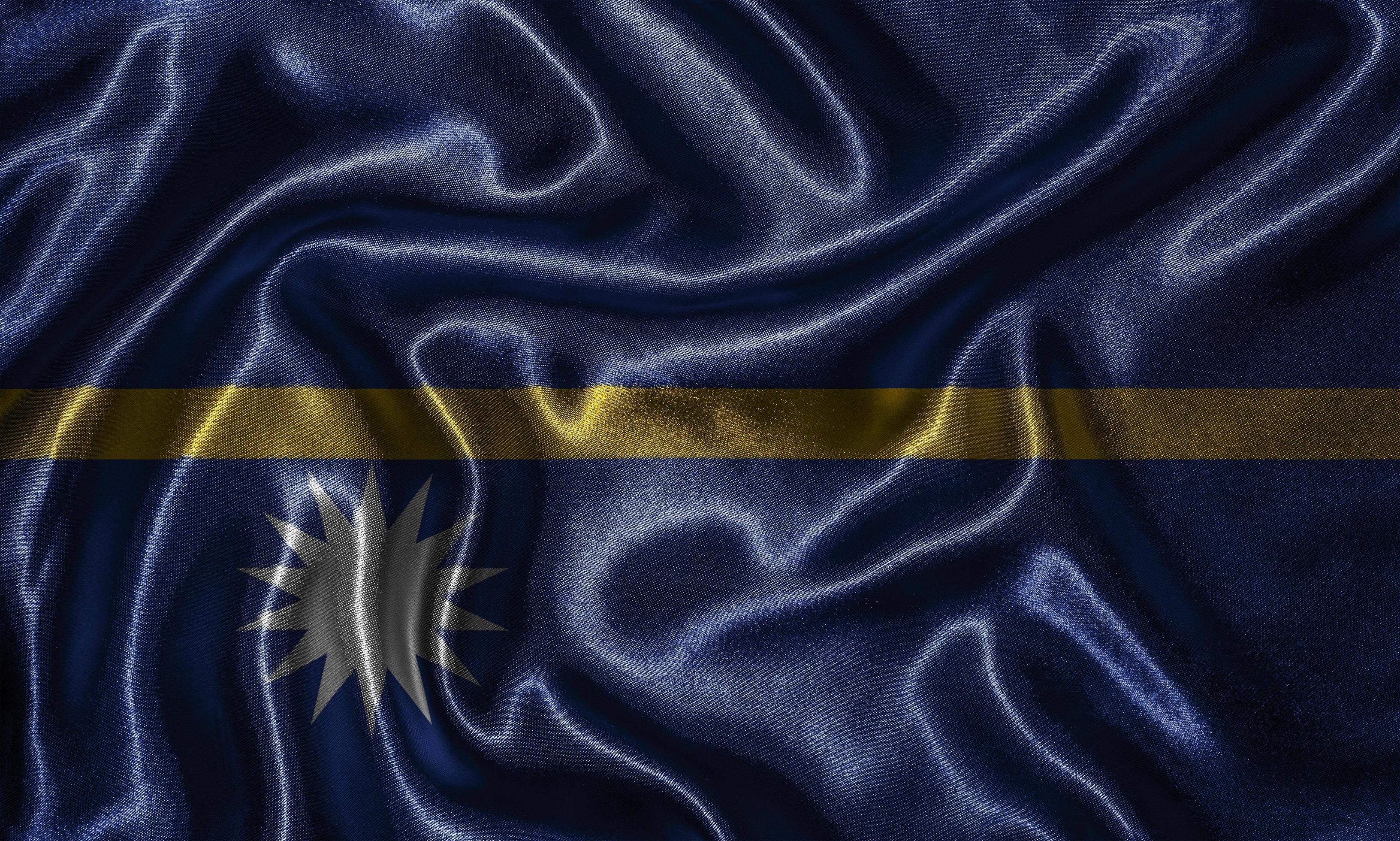 3264x1960 Wallpaper by Nauru flag and waving flag