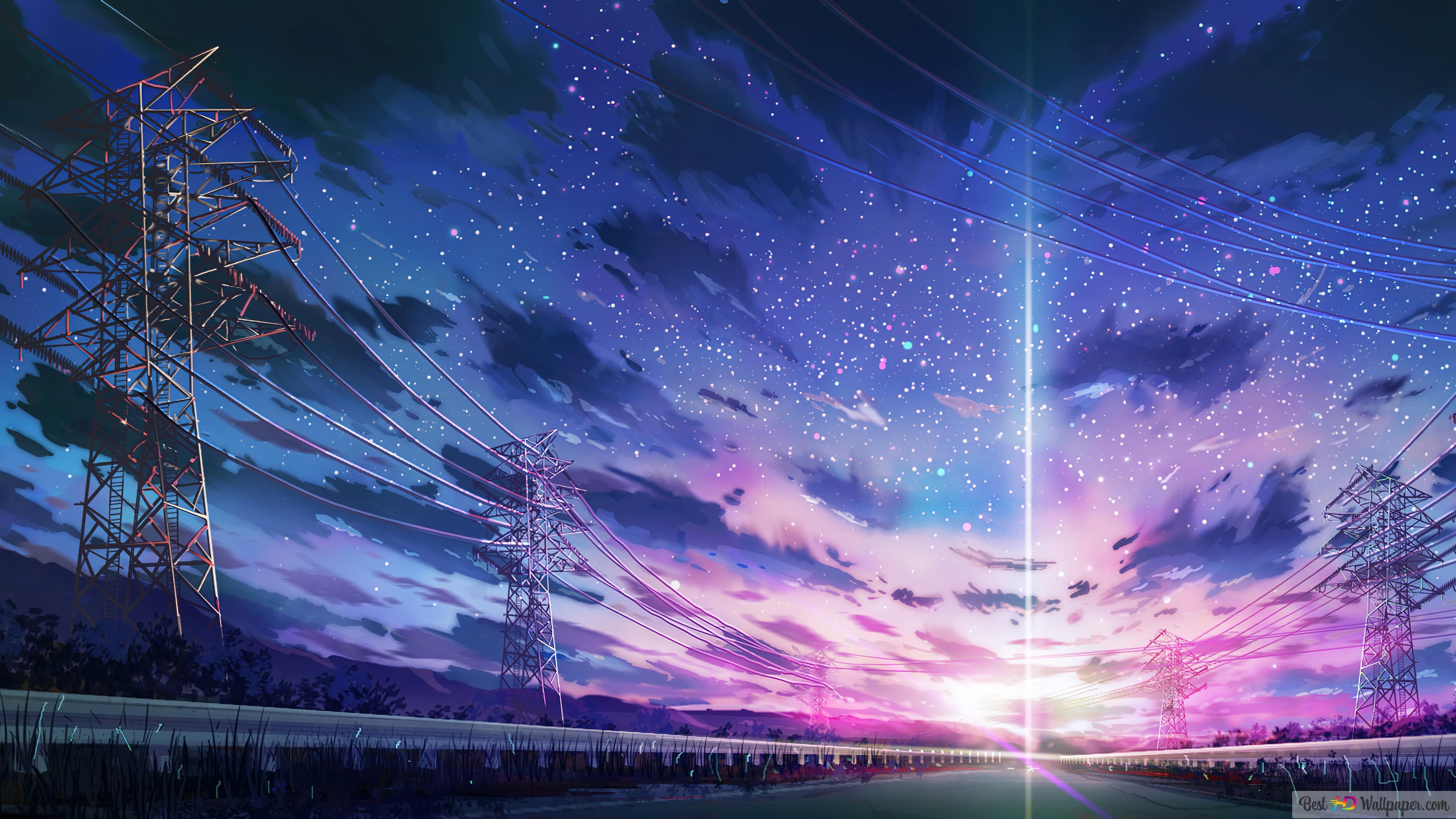 3840x2160 Anime Sunrise Background Art 4K wallpaper download