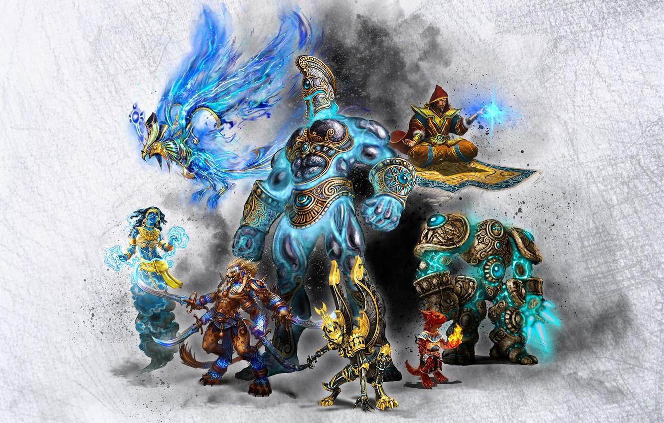 1332x850 Wallpaper MAG, Phoenix, Titan, Academy, Might & Magic Heroes of might and magic Gargoyle, The Rakshasa, Kabir., Genie, Golem image for desktop, section игры