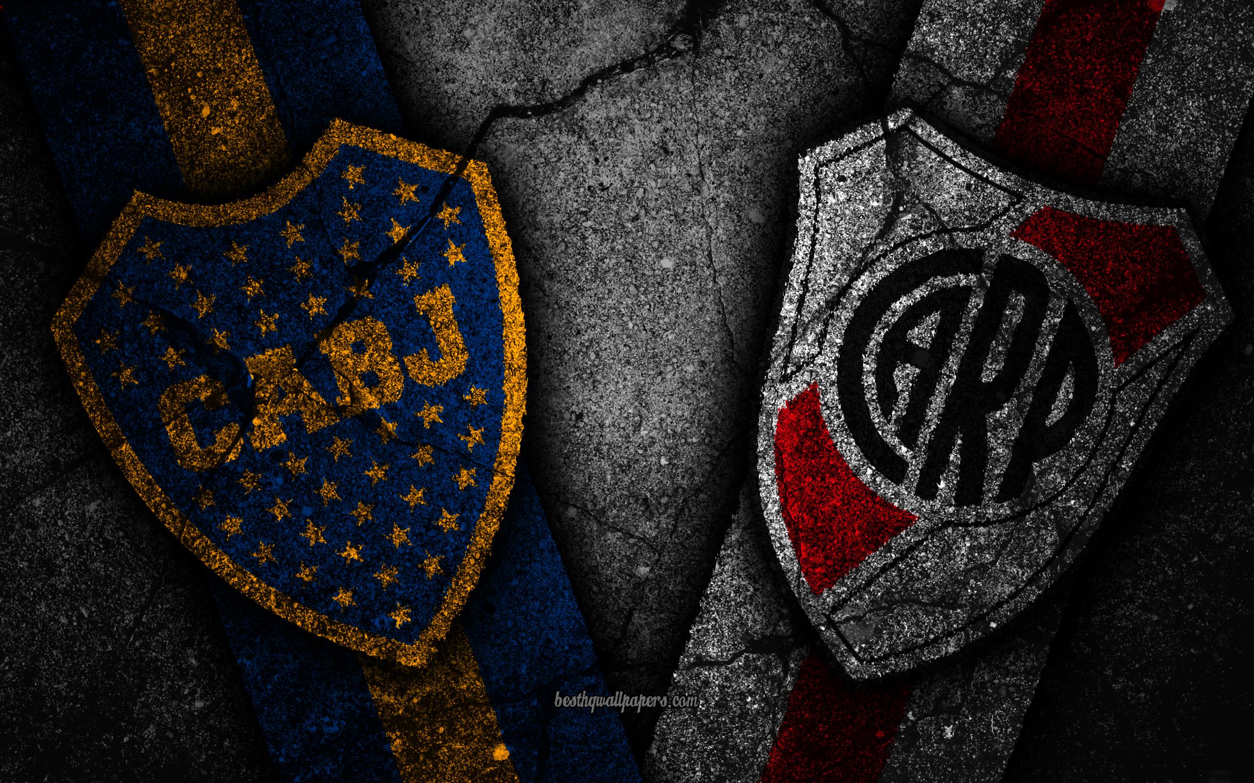 2560x1600 Download wallpaper Boca Juniors vs River Plate, Copa Libertadores Final, creative, Boca Juniors FC, River Plate FC, black stone for desktop with resolution 2560x1600. High Quality HD picture wallpaper