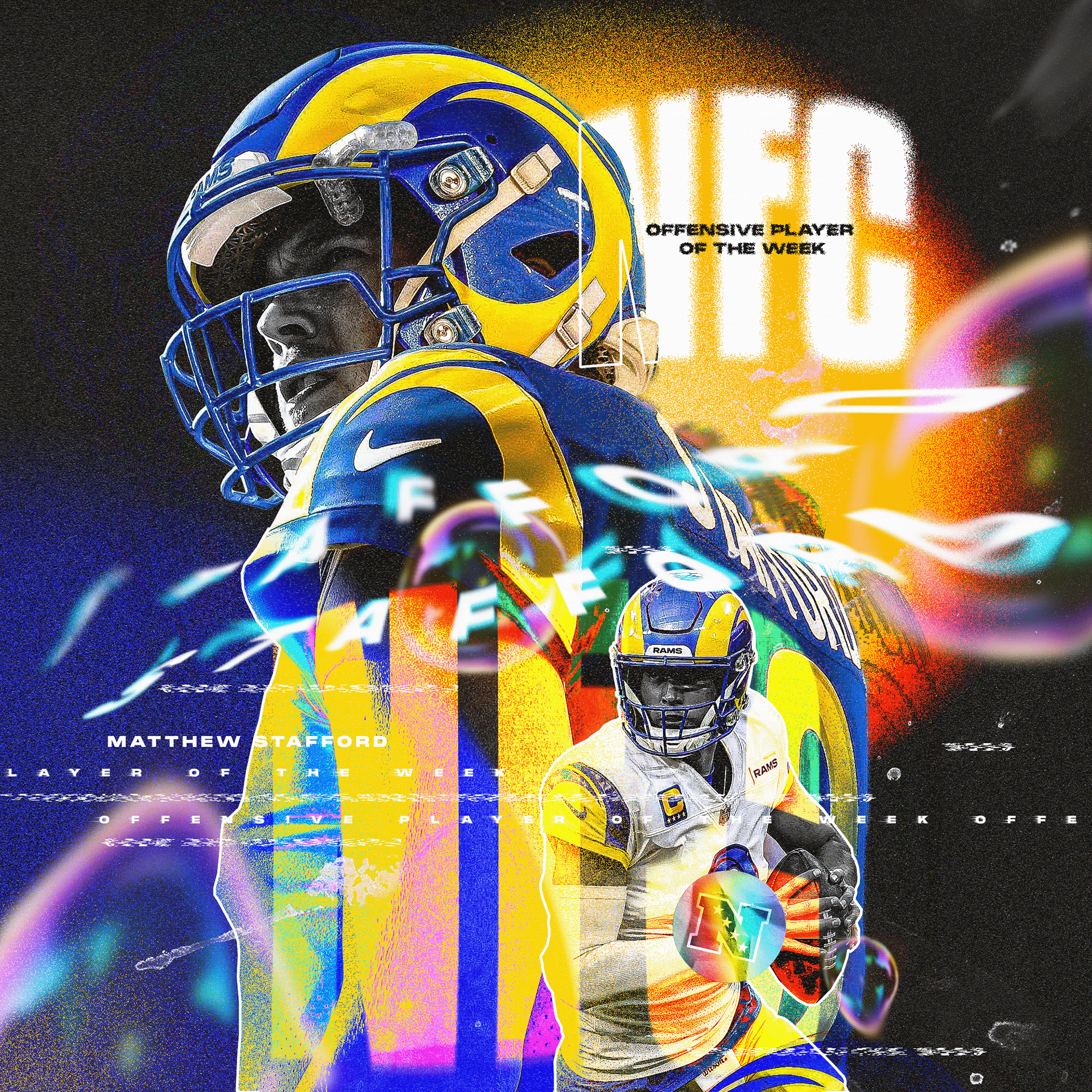 Download wallpapers 4k, Matthew Stafford, grunge art, Los Angeles Rams,  american football, NFL, John Matthew Stafford, LA Rams, quarterback,  Matthew Stafford 4K, blue abstract rays, Matthew Stafford Los Angeles Rams  for desktop