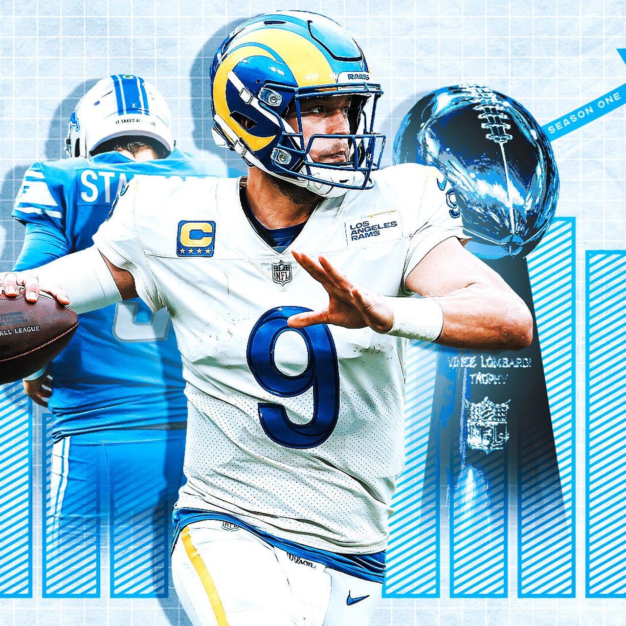 Download wallpapers 4k, Matthew Stafford, grunge art, Los Angeles Rams,  american football, NFL, John Matthew Stafford, LA Rams, quarterback,  Matthew Stafford 4K, blue abstract rays, Matthew Stafford Los Angeles Rams  for desktop