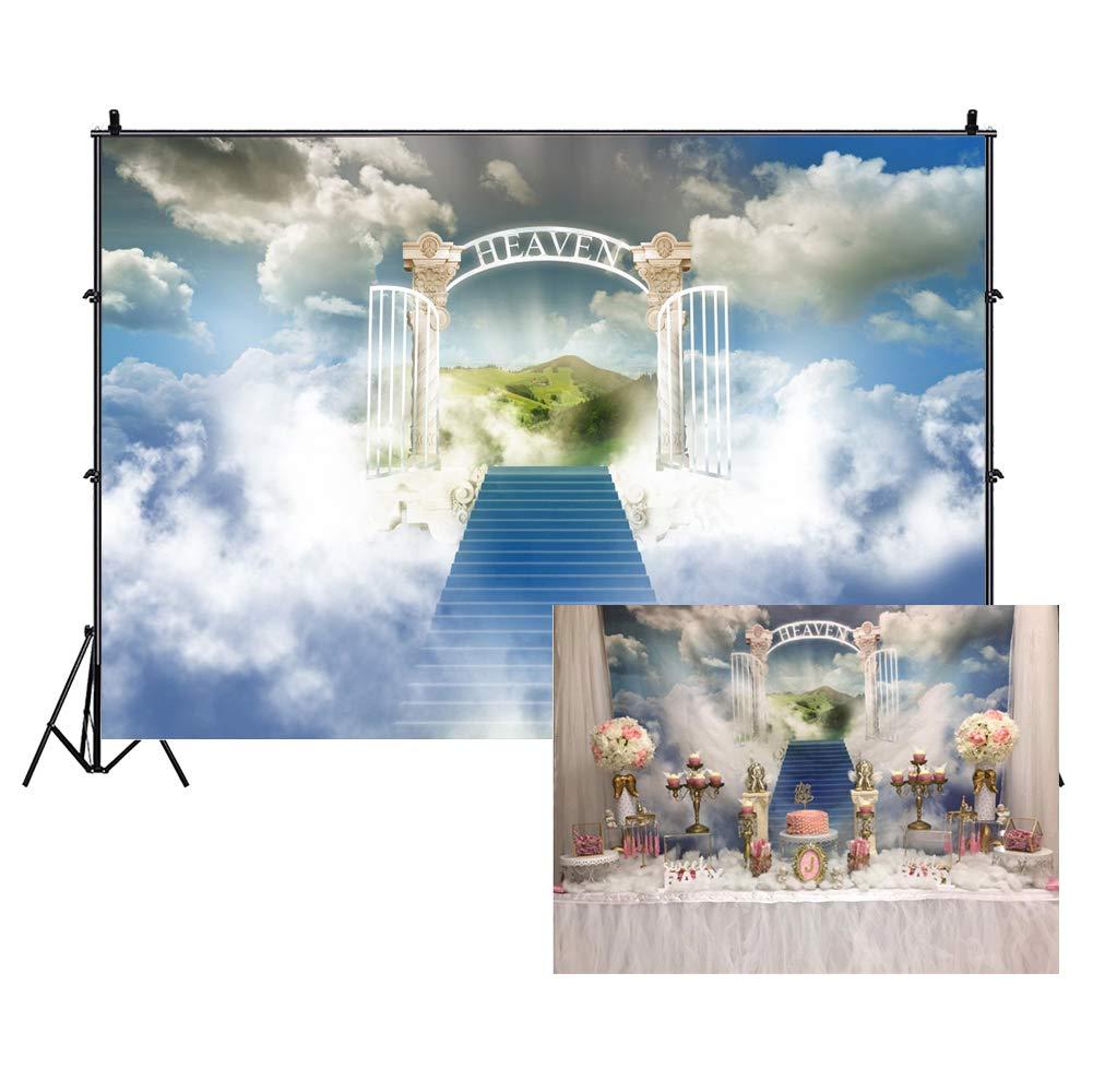 1001x1000 Amazon.com : Leowefowa Stairs to Heaven Backdrop 7x5ft Vinyl Baby Girl's 1st Birthday Celestial Background for Photography Aesthetic Wedding Baby Shower Photo Booth Props Dessert Table Decoration Church Wallpaper