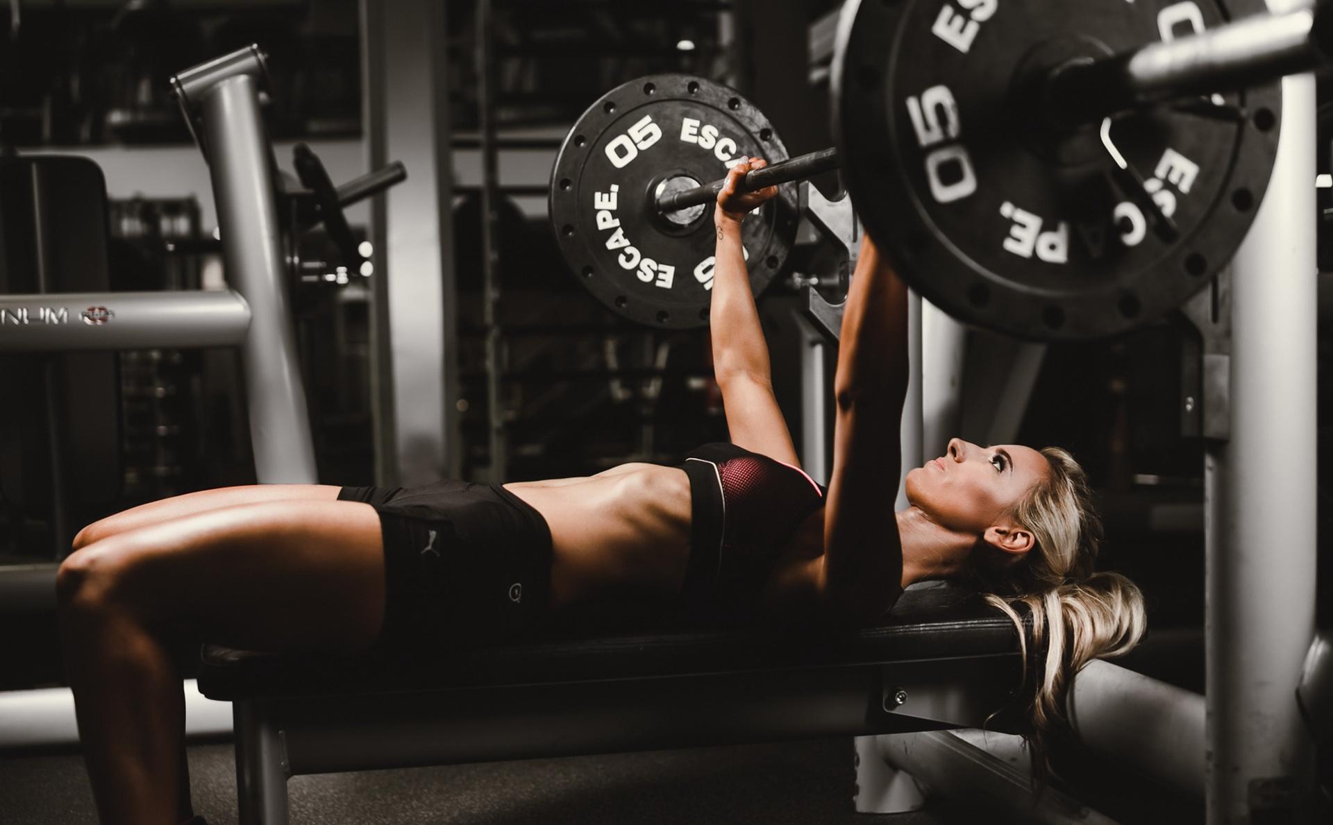 1920x1189 Wallpaper Workout Lying down Fitness Girls Barbell athletic