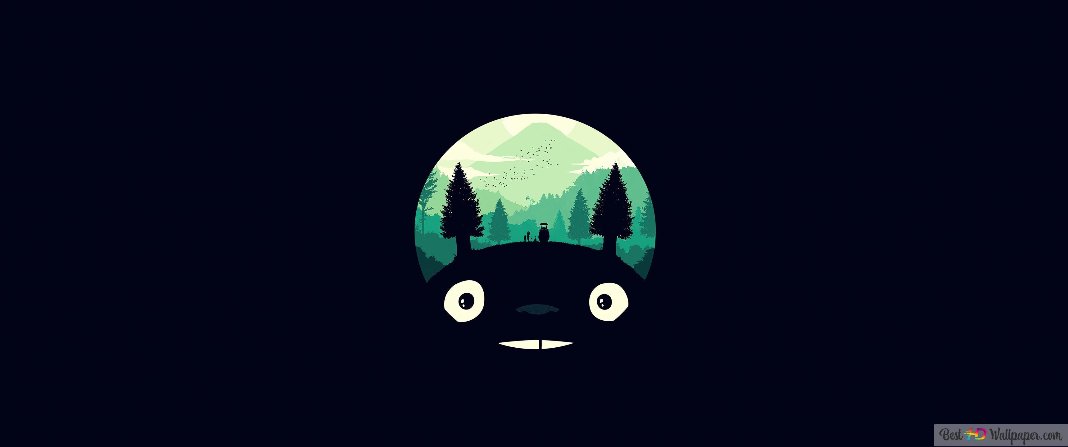 3440x1440 My Neighbor Totoro (Anime Movie) Minimalist 4K wallpaper download