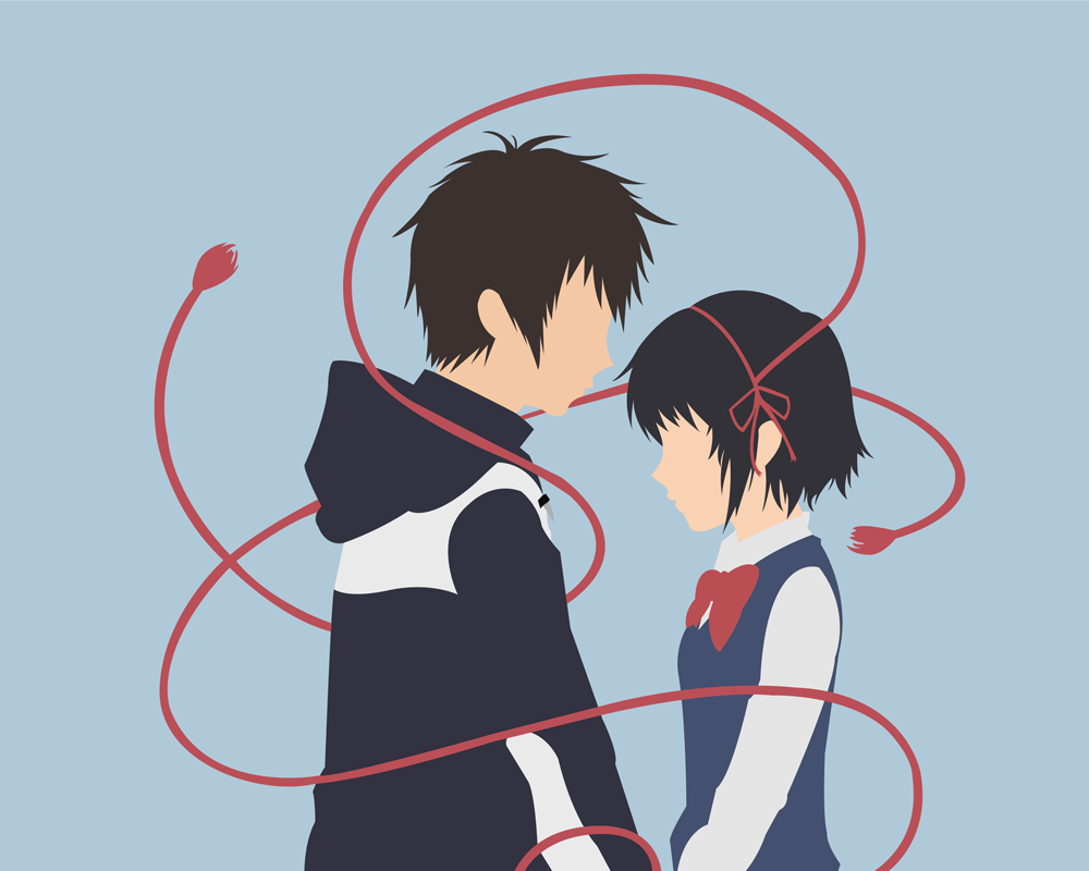 1000x800 Boy and Girl FRAME / 50x60cm. Kimi no na wa, Mitsuha and taki, Romantic anime