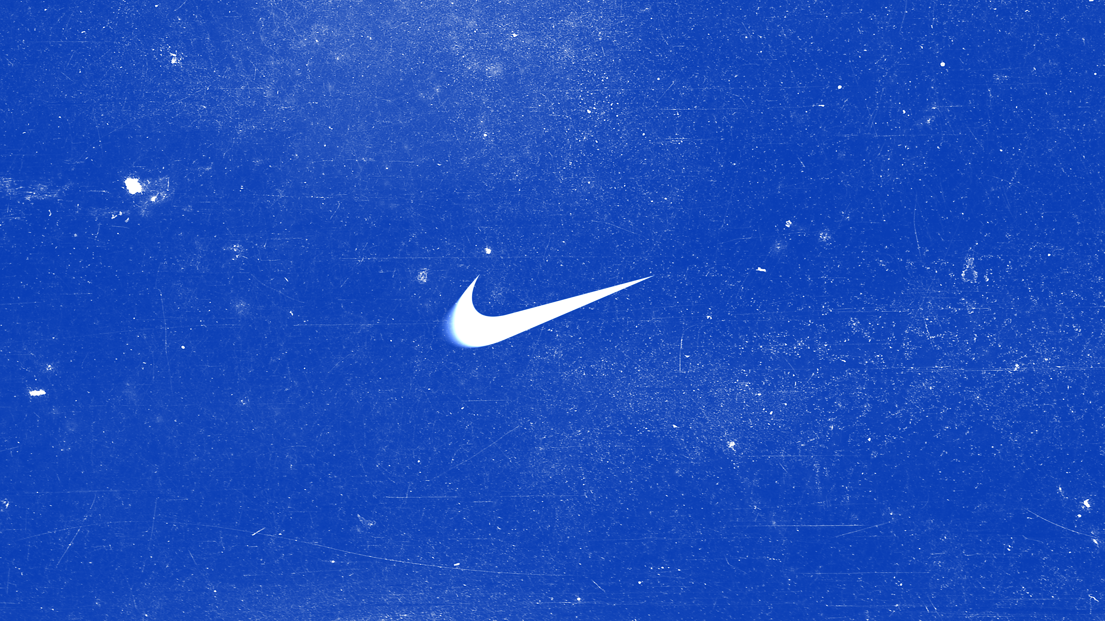 3840x2160 Nike Simple Background Blue Background Grunge Grainy Wall 4K Texture Minimalism Logo Wallpaper:3840x2160