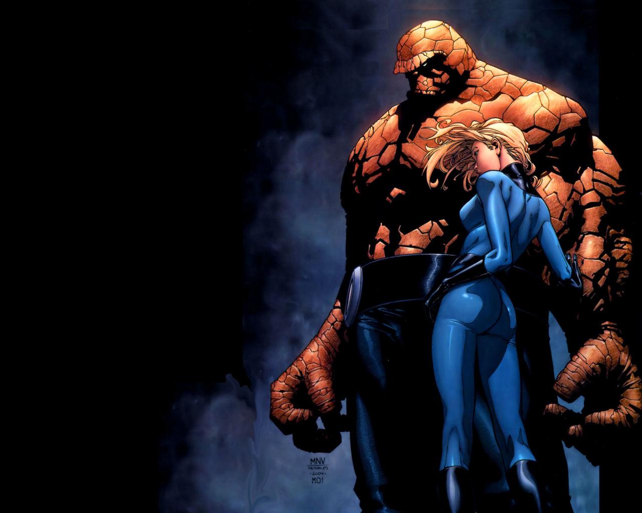 1280x1024 Invisible Woman Thing Marvel Comics Wallpaper:1280x1024