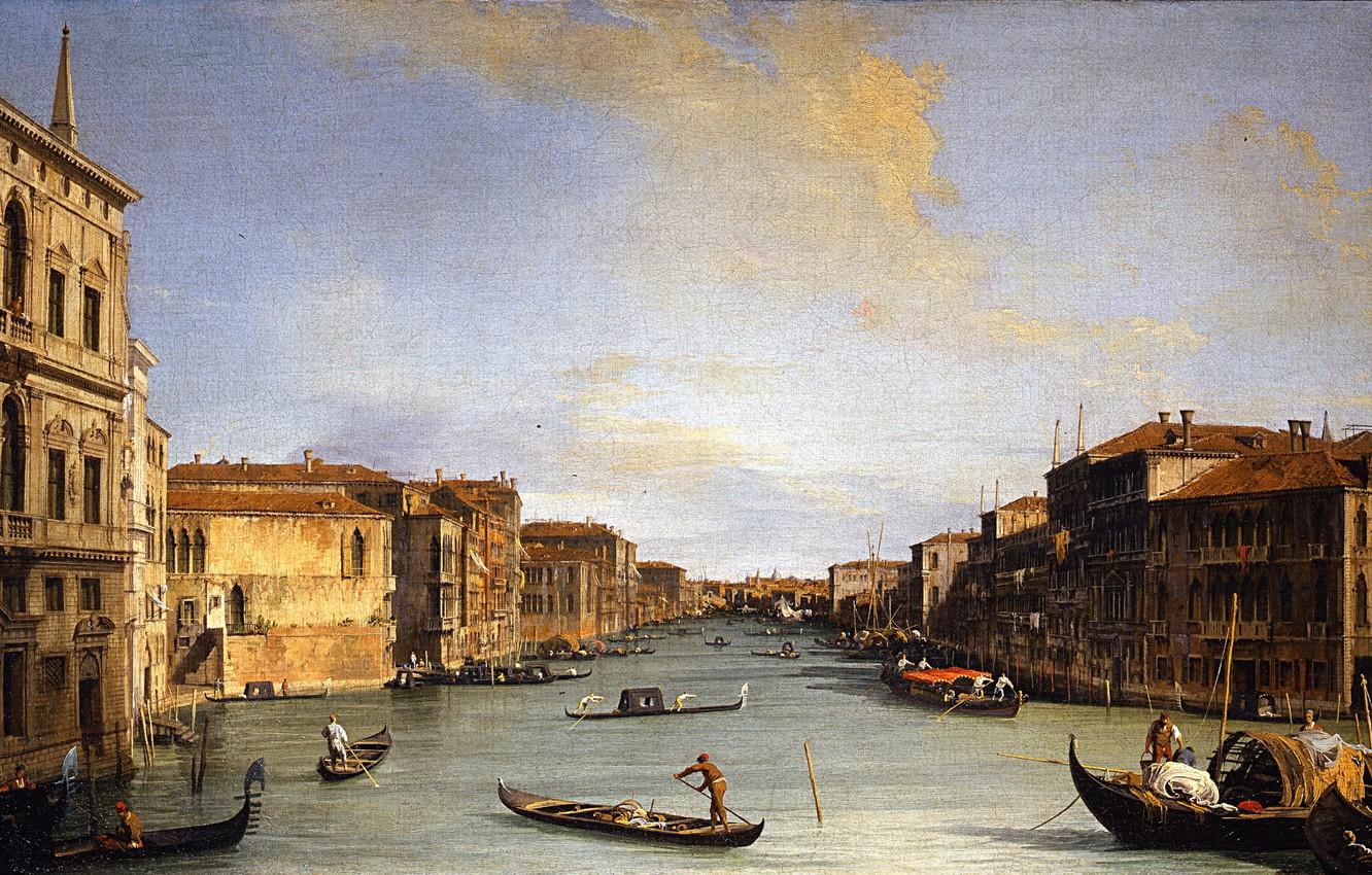 1332x850 Wallpaper Venice, the urban landscape, Canaletto, Canaletto, Giovanni Antonio Canal, Вид Гранд-Канала image for desktop, section живопись