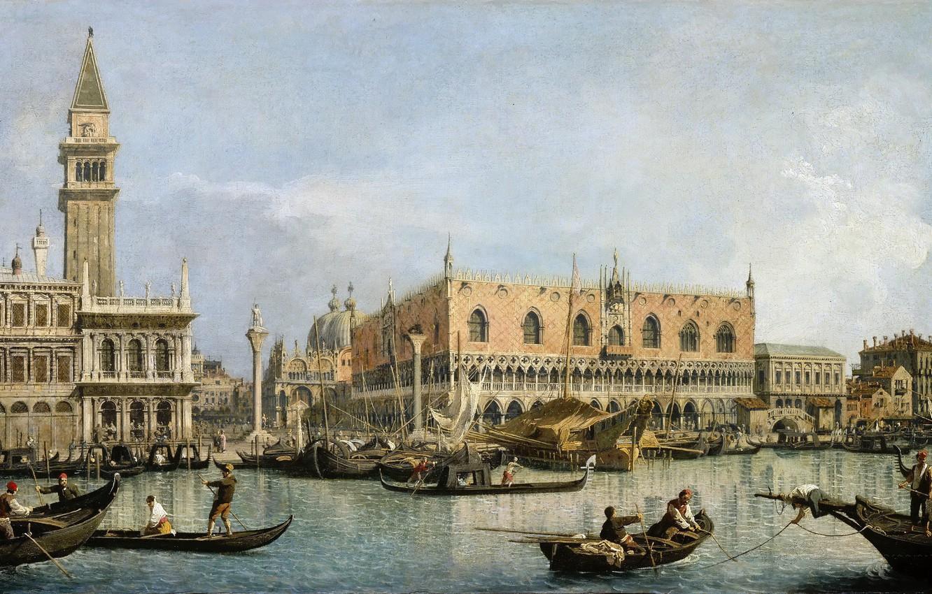 1332x850 Wallpaper oil, picture, Venice, canvas, The view of the pier from the Doge's Palace from the Gulf o, Italian artist, (Canaletto), Giovanni Antonio Canal image for desktop, section живопись
