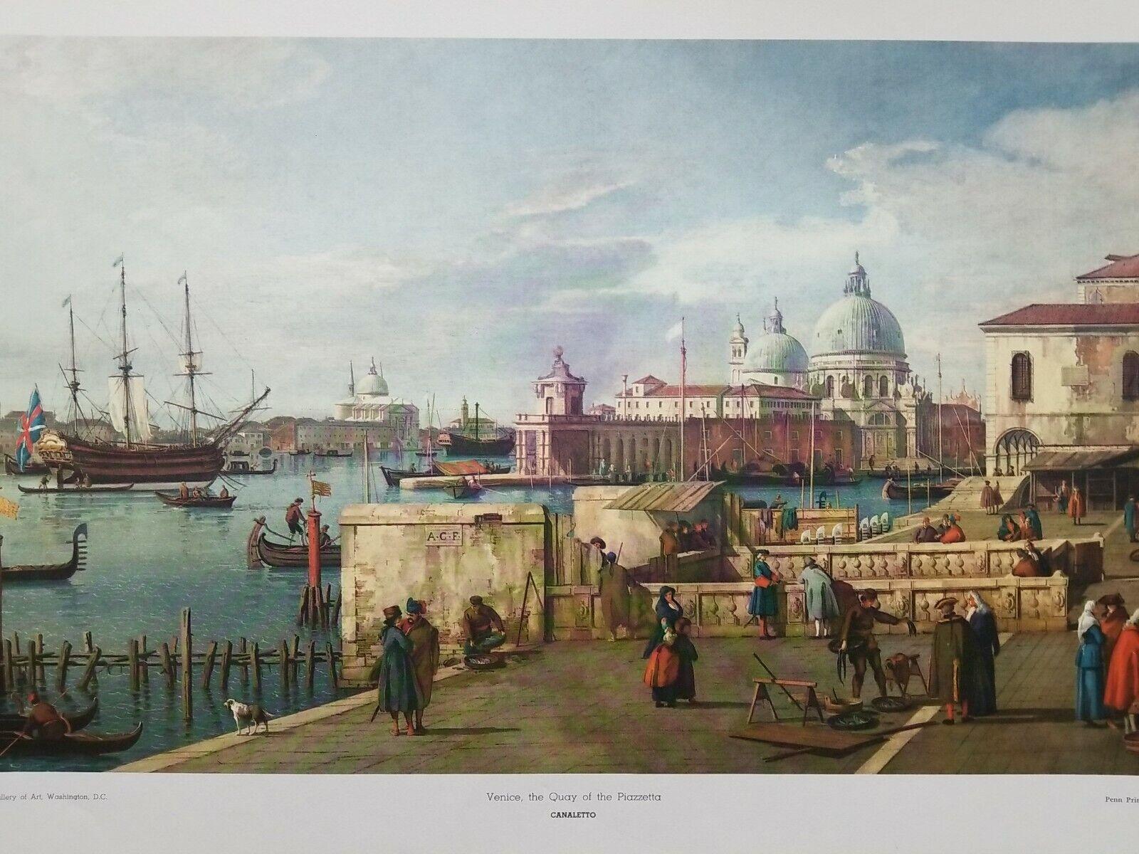 1600x1200 Canaletto Vintage Print &;Venice, the Quay of the Piazzetta&; 1960&;s 19&;×27&; Penn