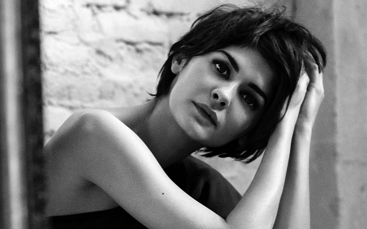 1280x800 Audrey Tautou Monochrome Women Actress French Actress Wallpaper:1280x800