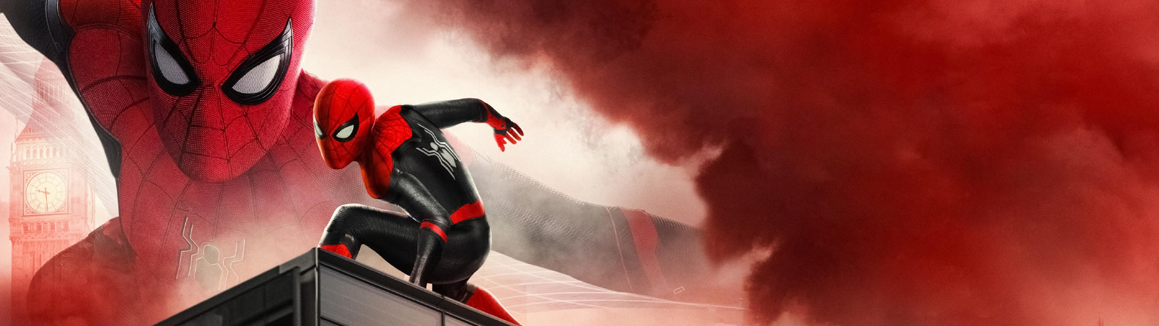 3840x1080 Spider Man: Far From Home Wallpaper 4K, Red, Spiderman