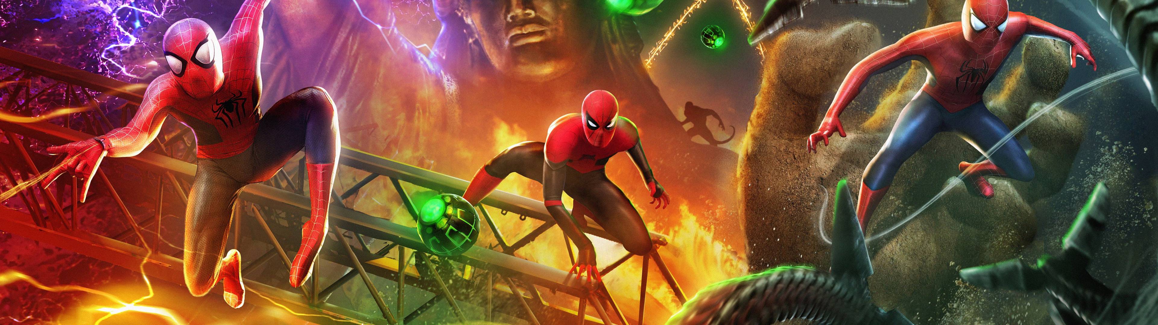 3840x1080 Spider Man No Way Home Digital Poster 3840x1080 Resolution Wallpaper, HD Movies 4K Wallpaper, Image, Photo And Background