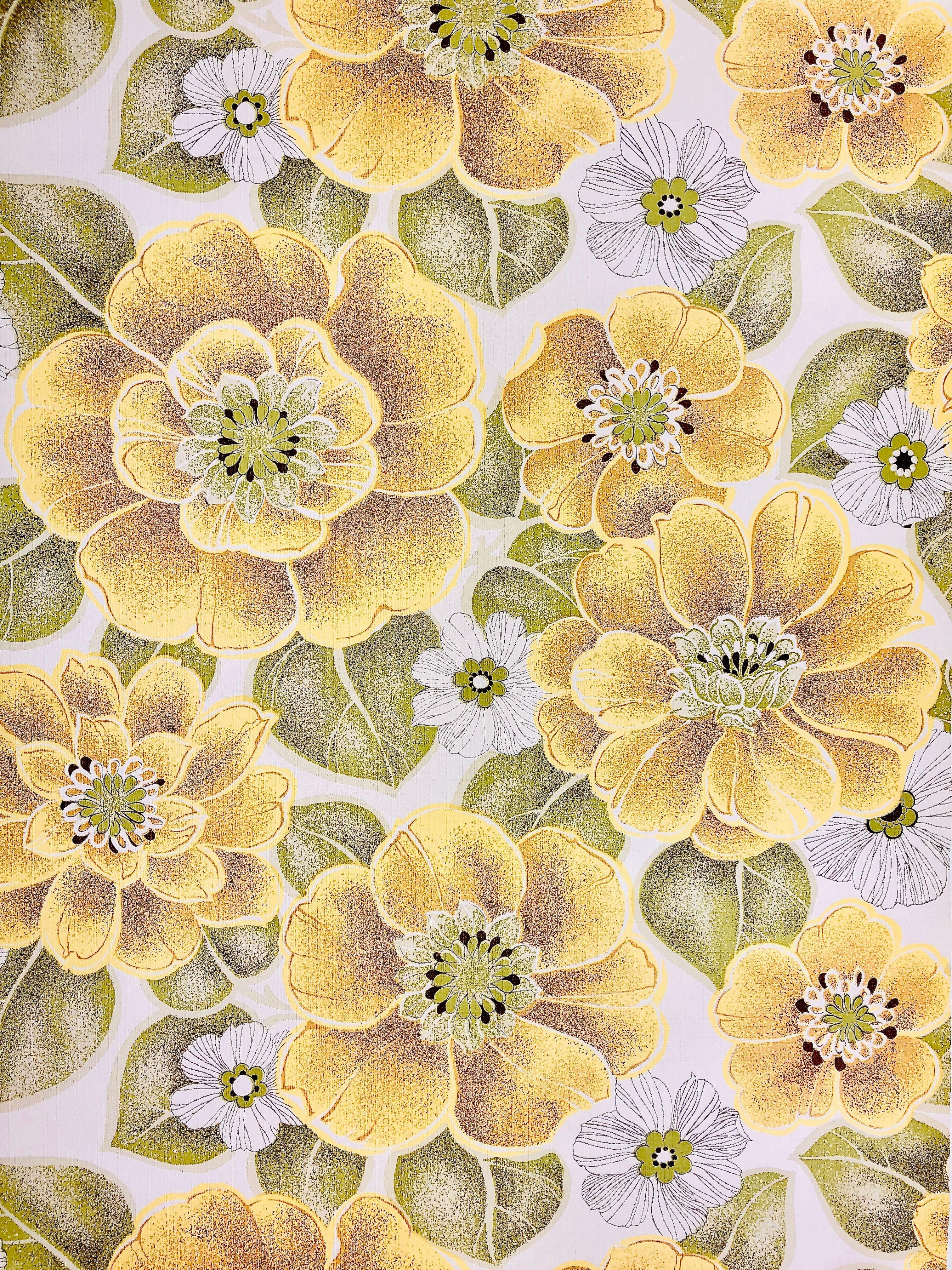3024x4032 Vintage Floral Wallpaper from the 1960s. Vintage floral wallpaper, Floral wallpaper, Wallpaper vintage