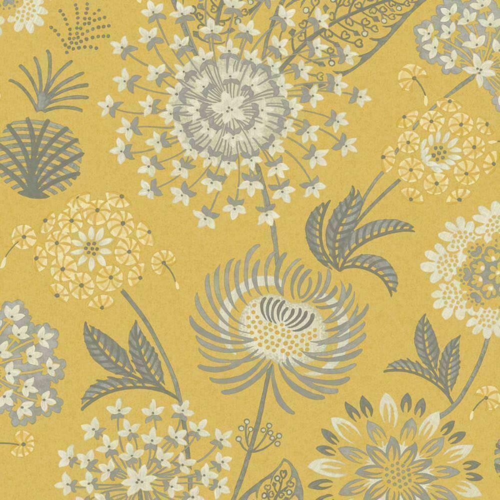 1000x1000 Arthouse Vintage Bloom Mustard Yellow Grey Floral Quality Wallpaper 676206