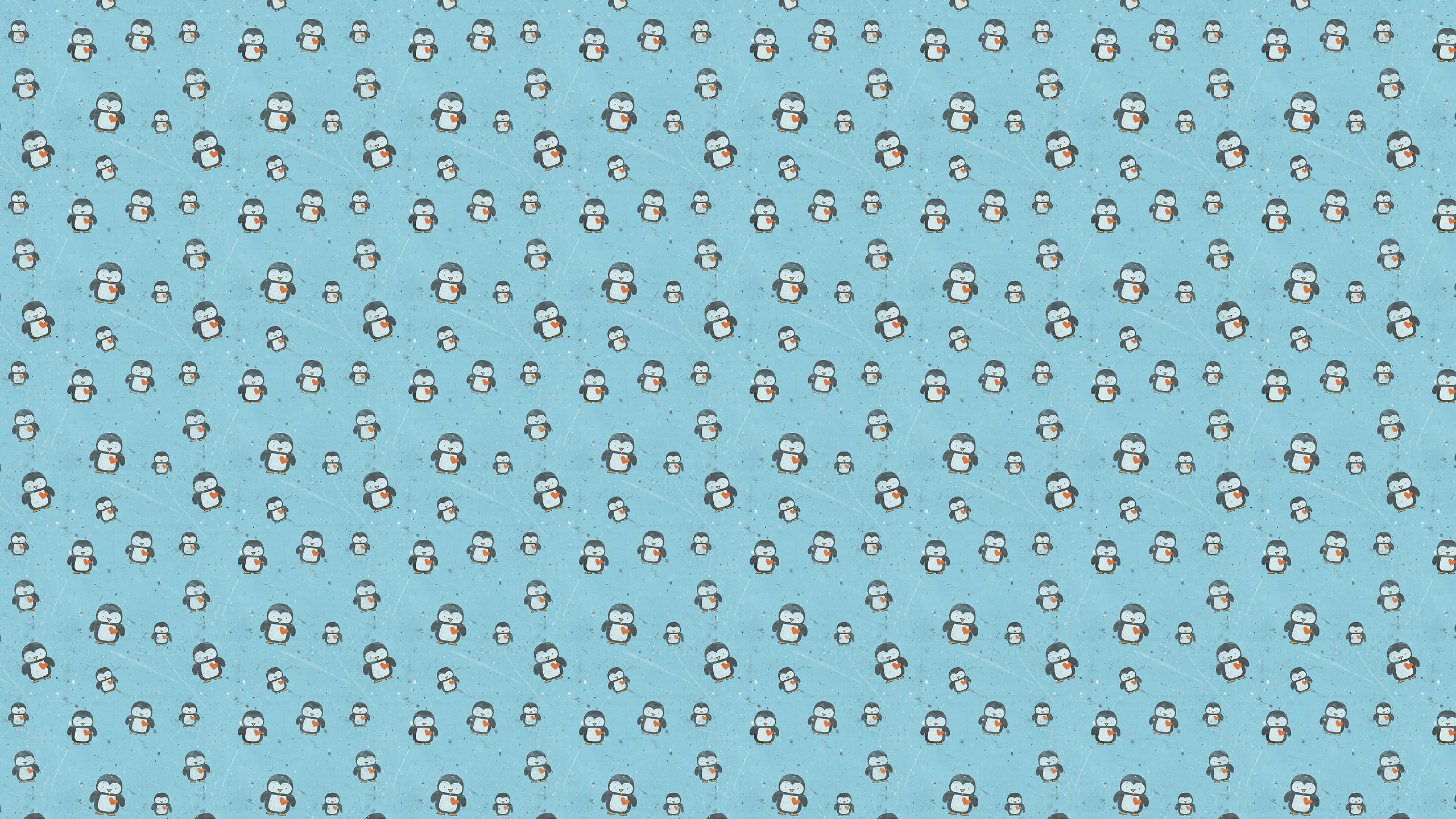 2560x1440 Cute Penguin Background