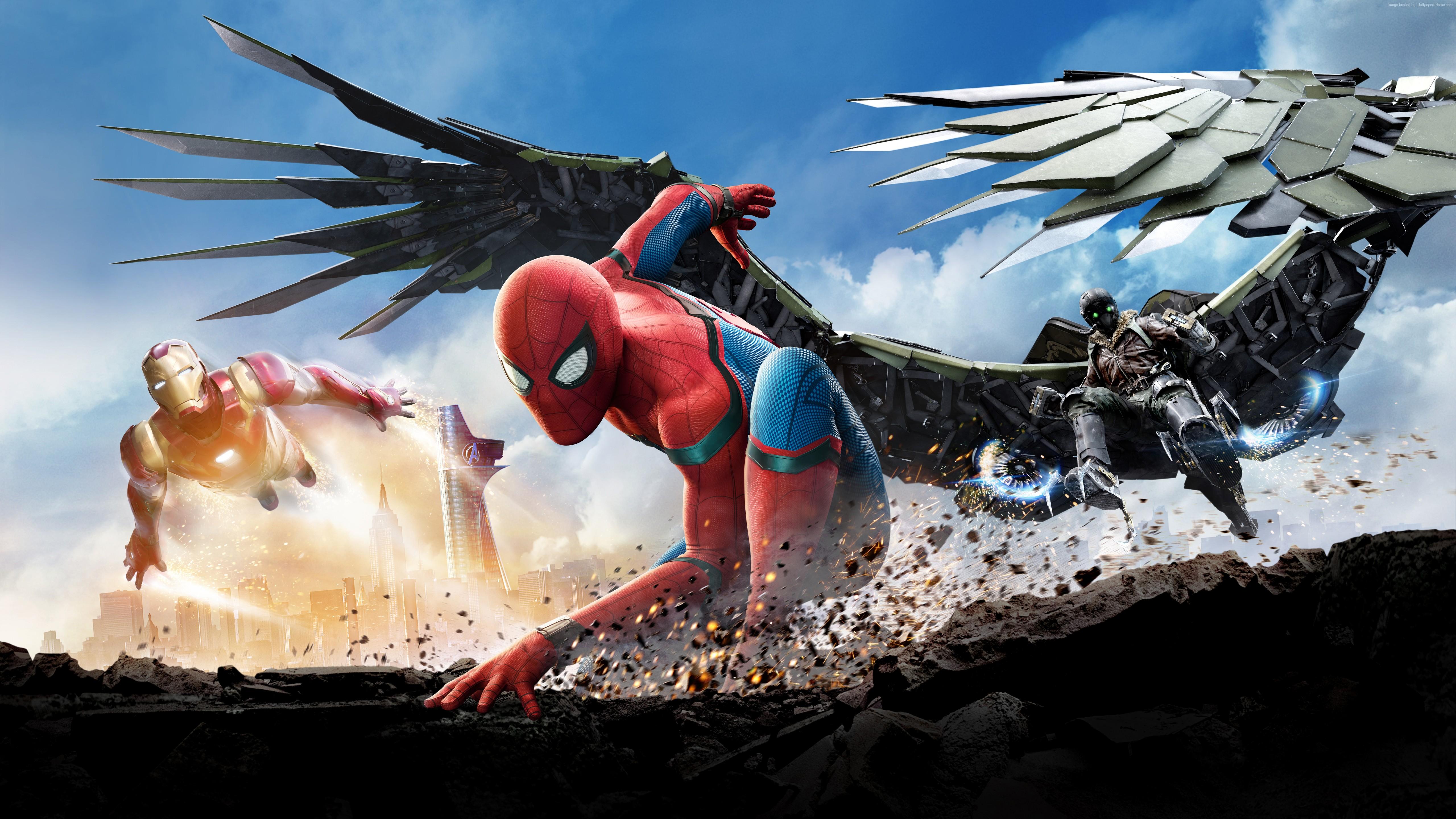 5120x2880 Spider Man, Portrait Display, Iron Man, Movies, Tony Stark, Peter Parker, Spider Man Homecoming (Movie) Gallery HD Wallpaper
