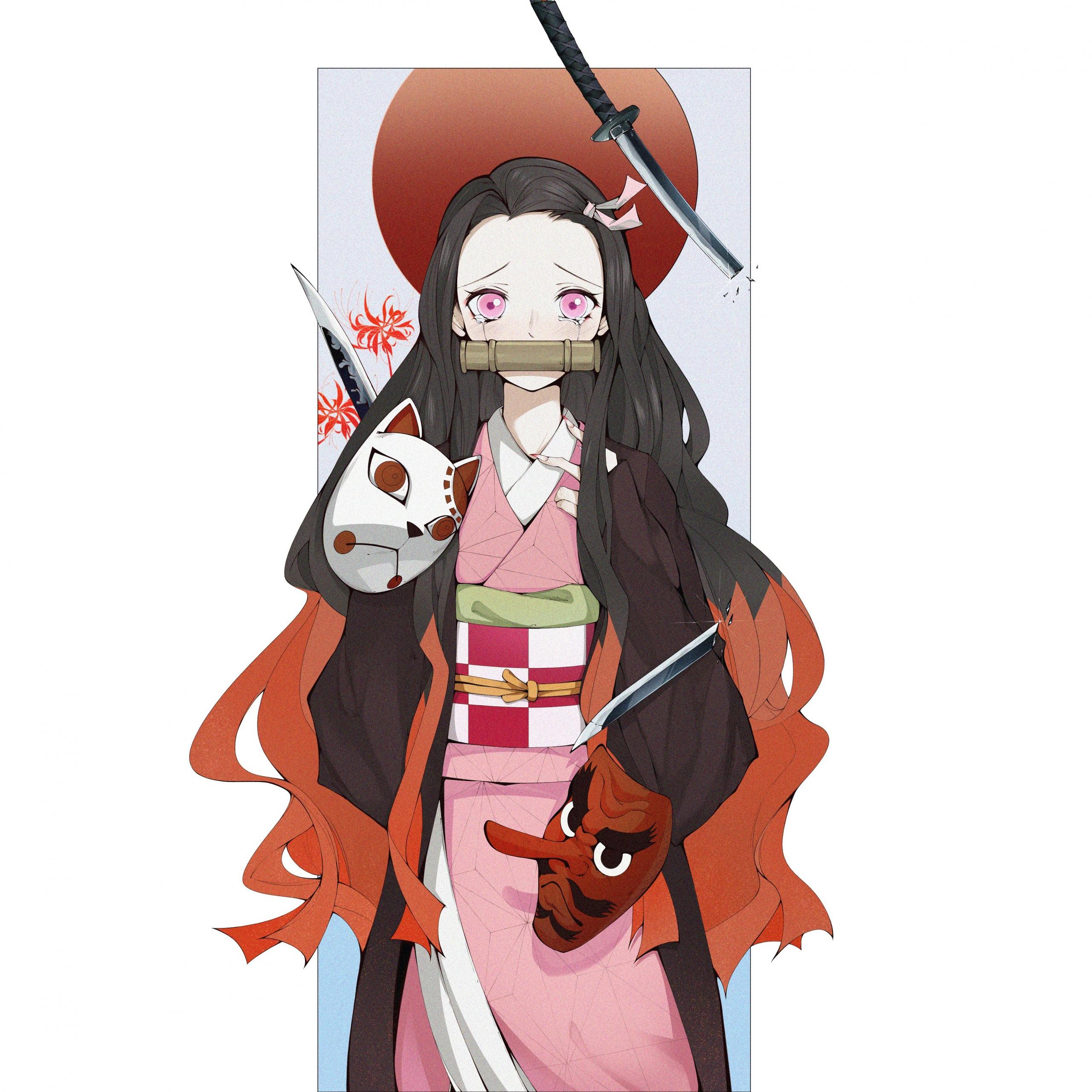 2560x2560 Nezuko Kamado Wallpaper 4K, Anime