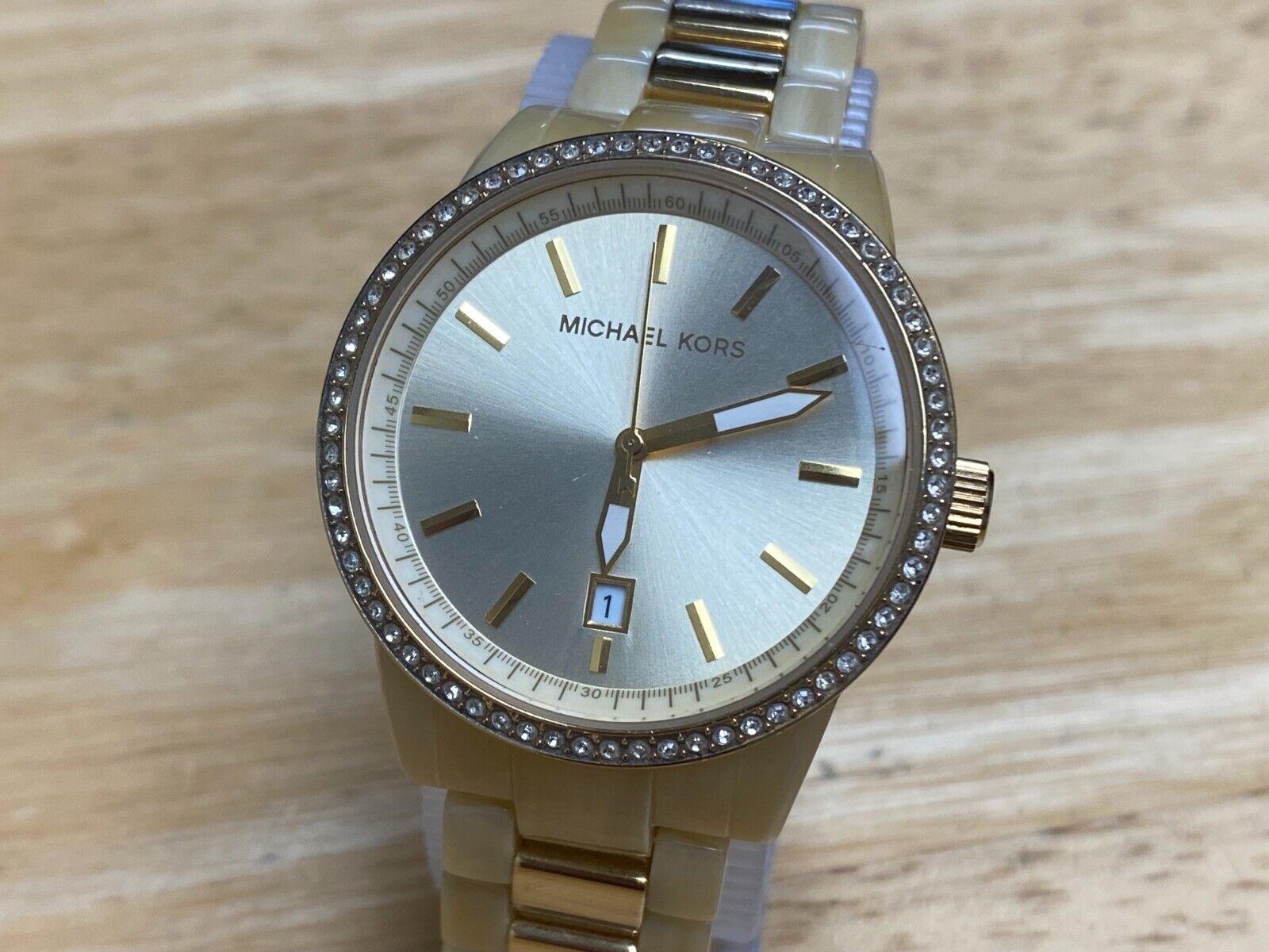 1600x1200 Michael Kors MK 5785 Lady Faux Marble Rhinestone Analog Quartz Watch New Batter