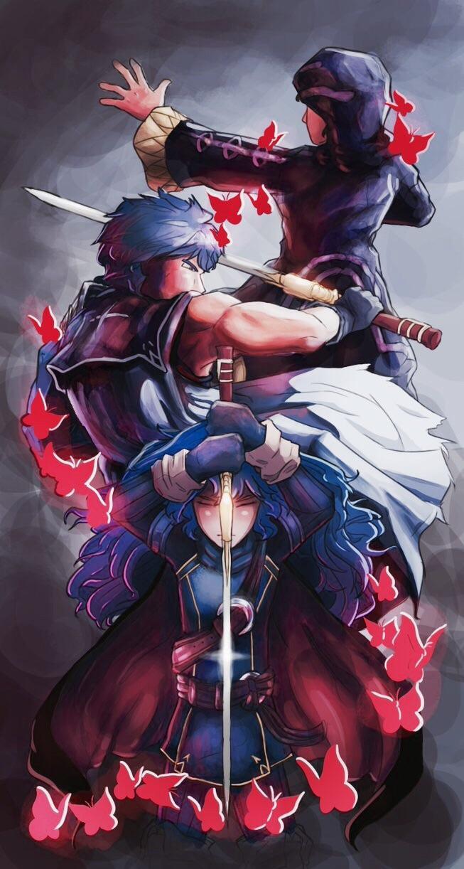 653x1222 Red Butterflies of Fate- Fire Emblem Awakening .(literally the only reason I made this was because I needed a phone wallpaper, but I may as well share this with you guys)