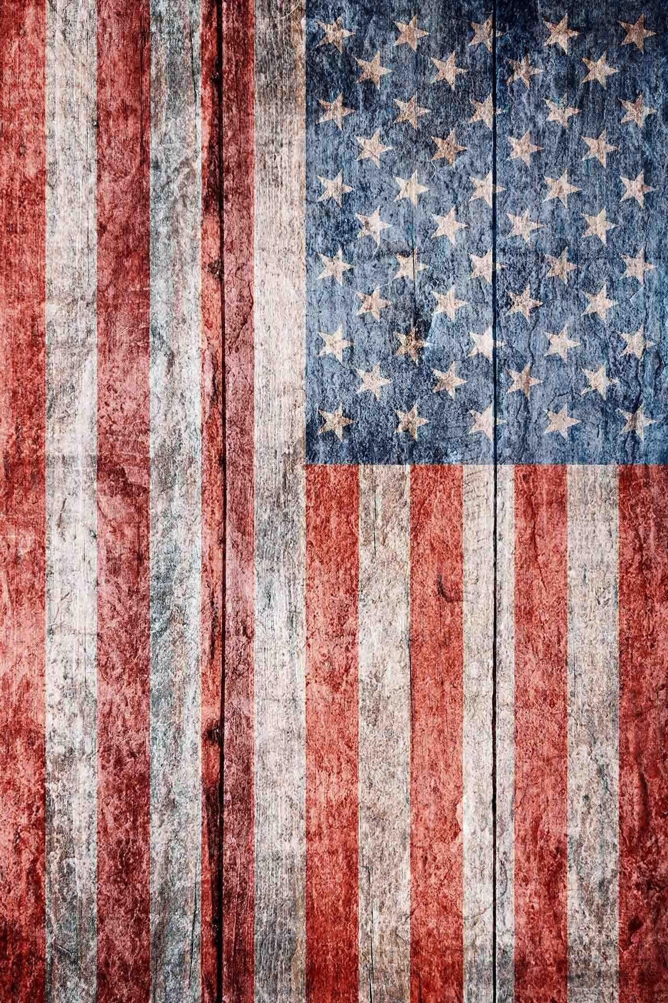 1333x2000 USA Flag Printed On Wood Floor Backdrop For Photography