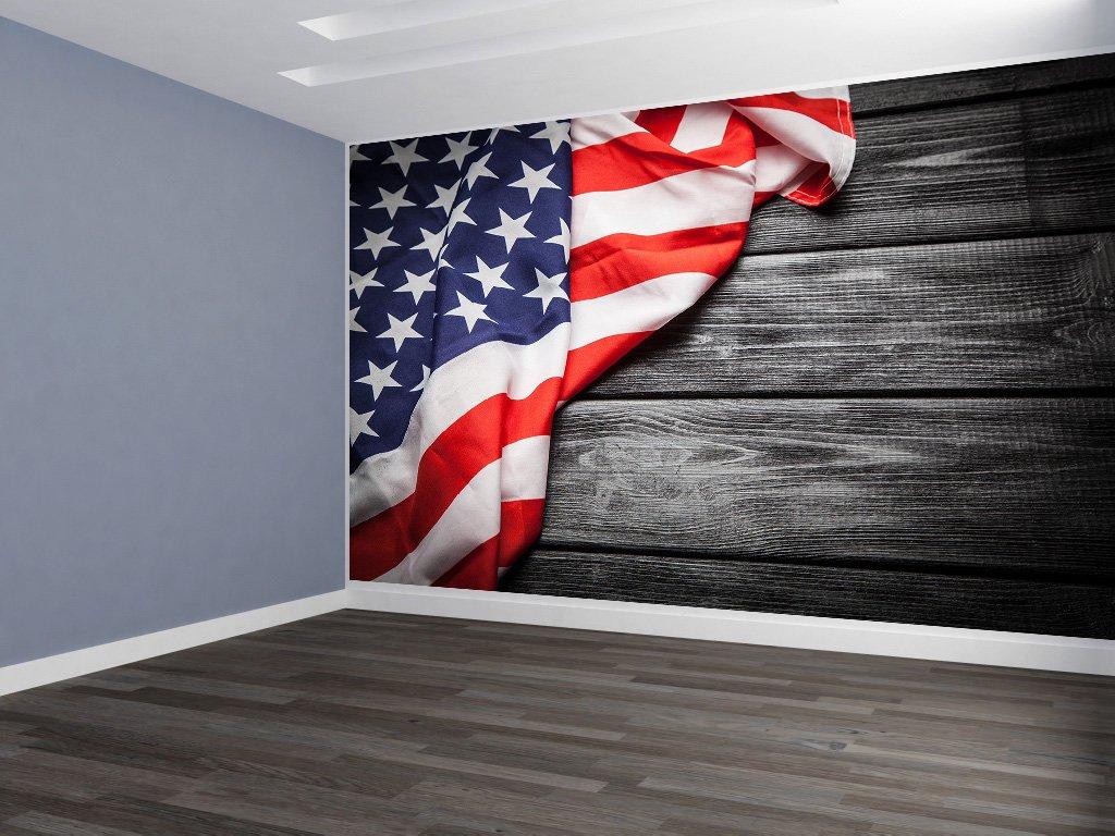 1024x768 Easy Install American Flag Weathered Wood Siding HP PVC FREE PRE PASTED REMOVABLE WALLPAPER, HOME OFFICE DECOR, CUSTOM DESIGN, MURAL