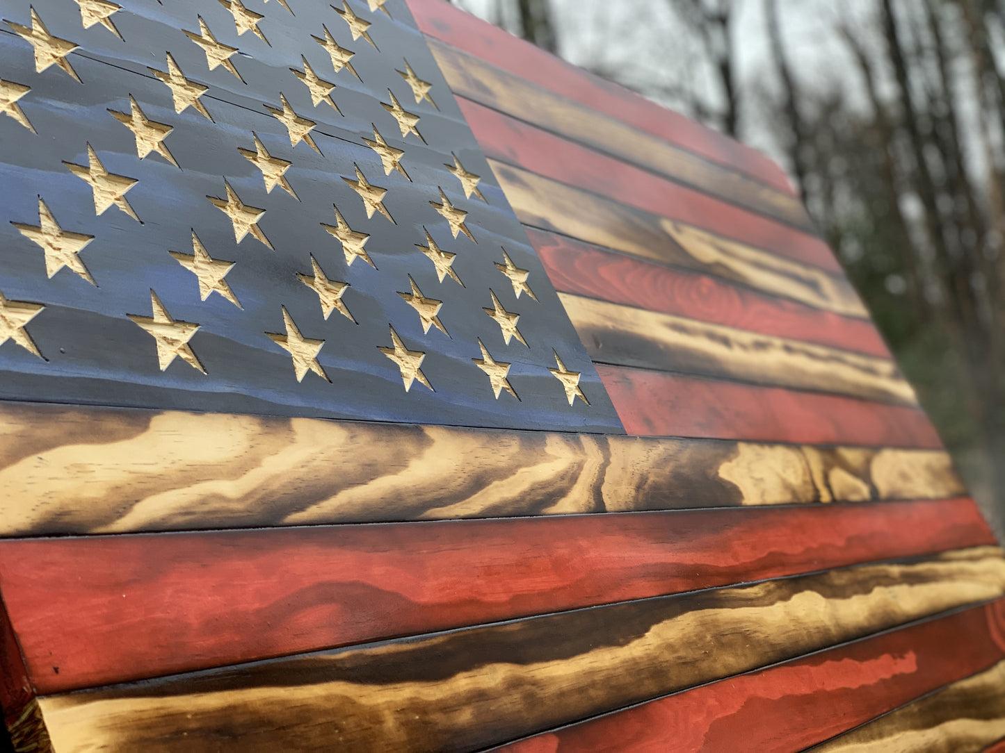 1445x1084 Old Glory American Wooden Flag
