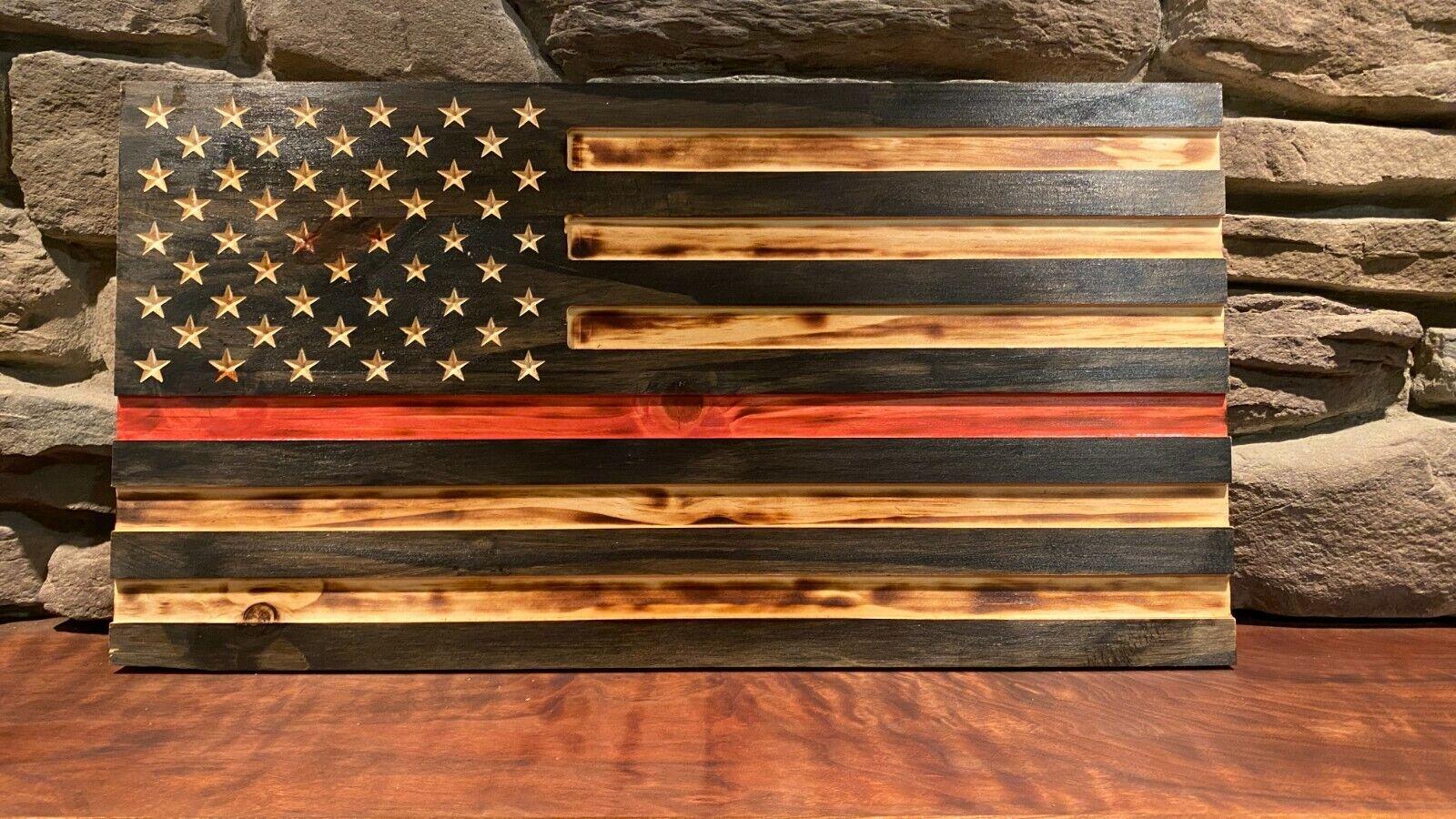 1600x900 Rustic Thin Red Line Wooden American Flag