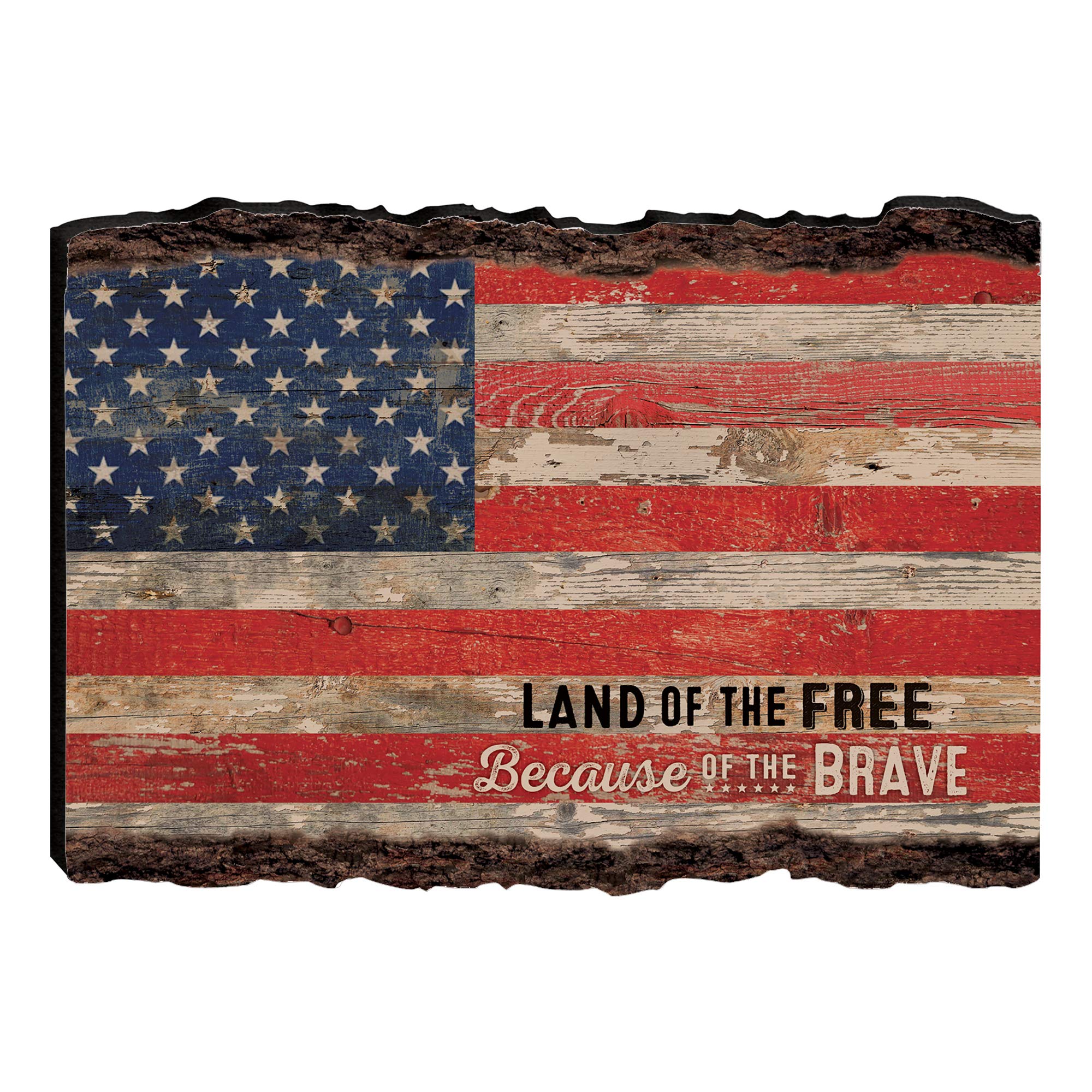 2000x2000 P. Graham Dunn Patriotic American Flag Land of The Free Distressed 4 x 6 Wood Bark