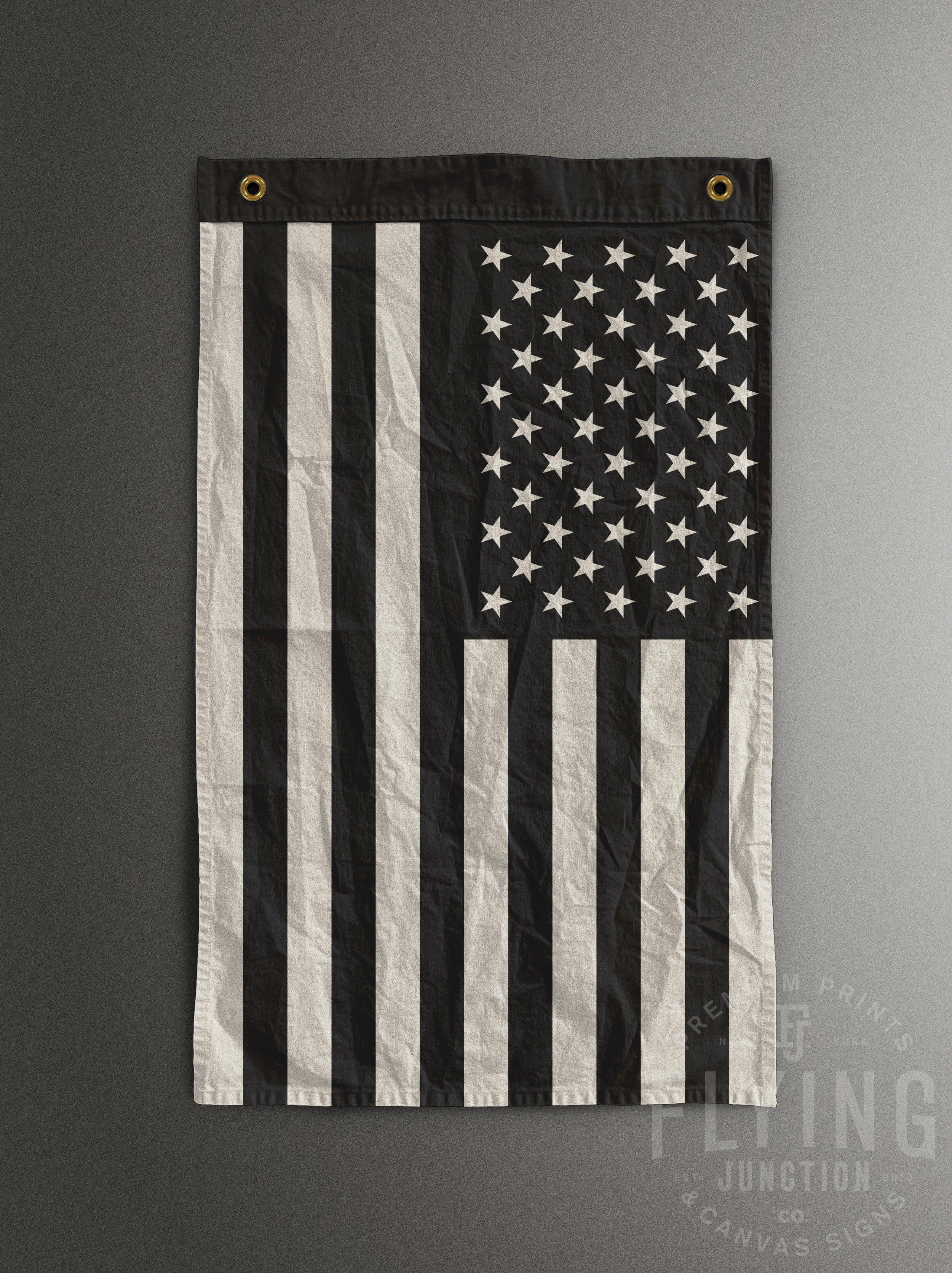 2500x3342 American Flag, Black & White Hand Painted Cotton Canvas