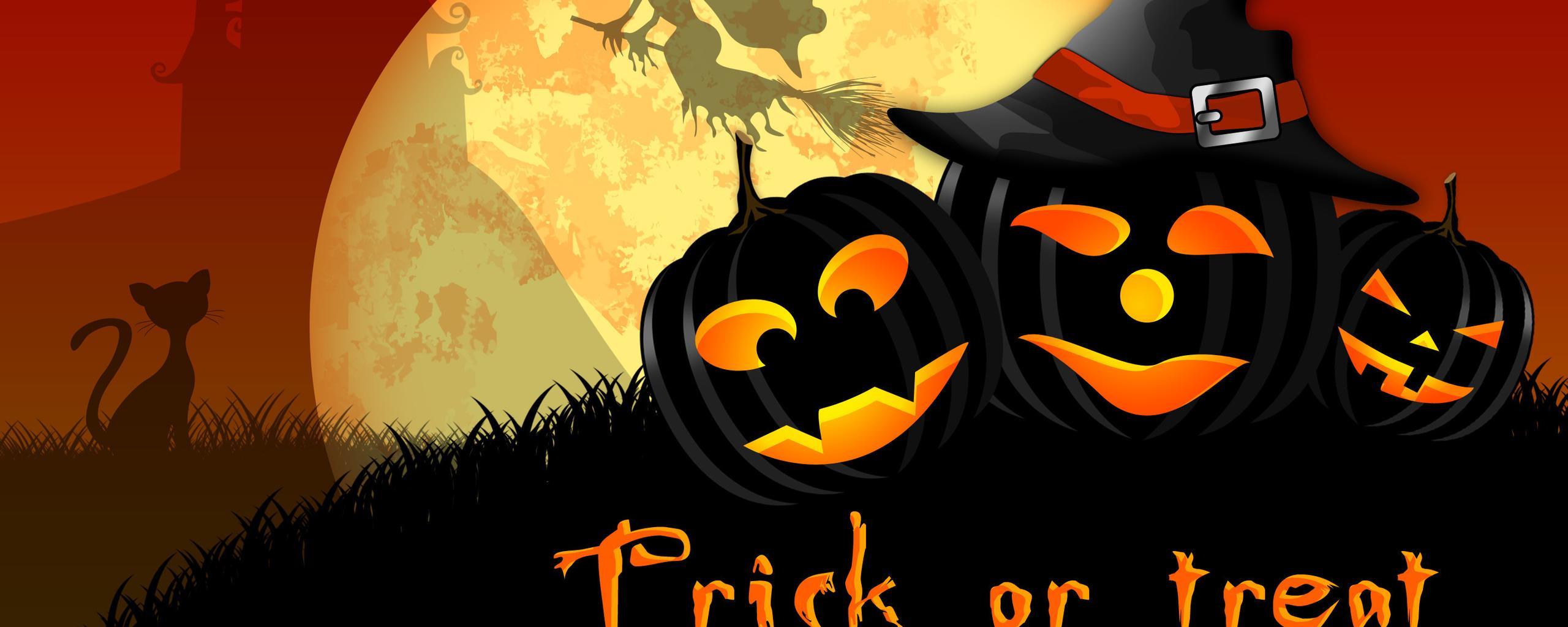 2560x1024 Dark pumpkins or Treat