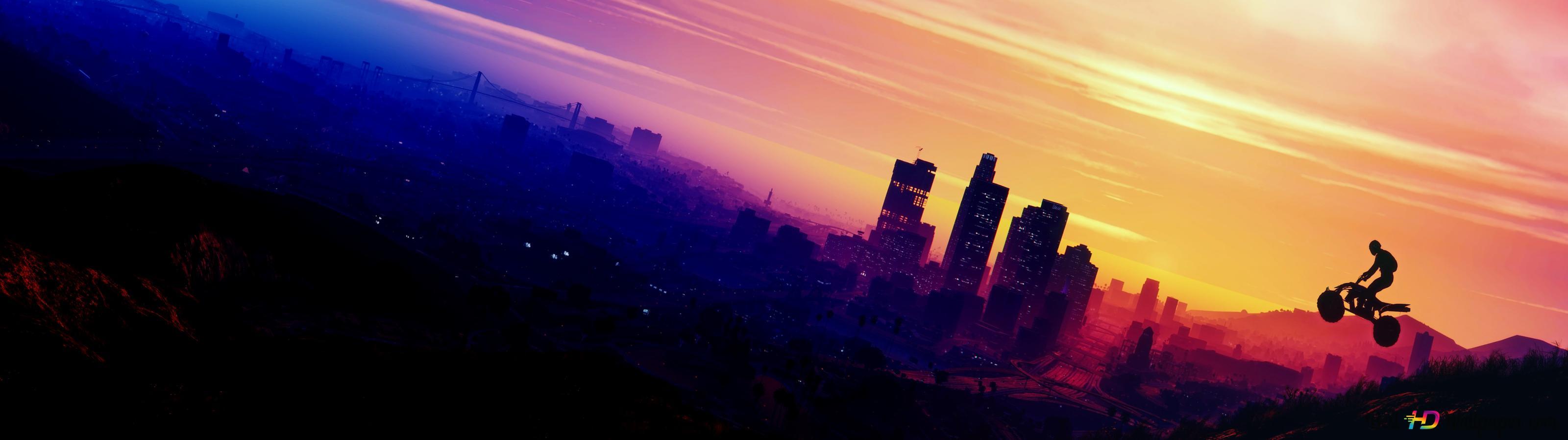 3200x900 Grand Theft Auto V: Los Santos panorama 4K wallpaper download