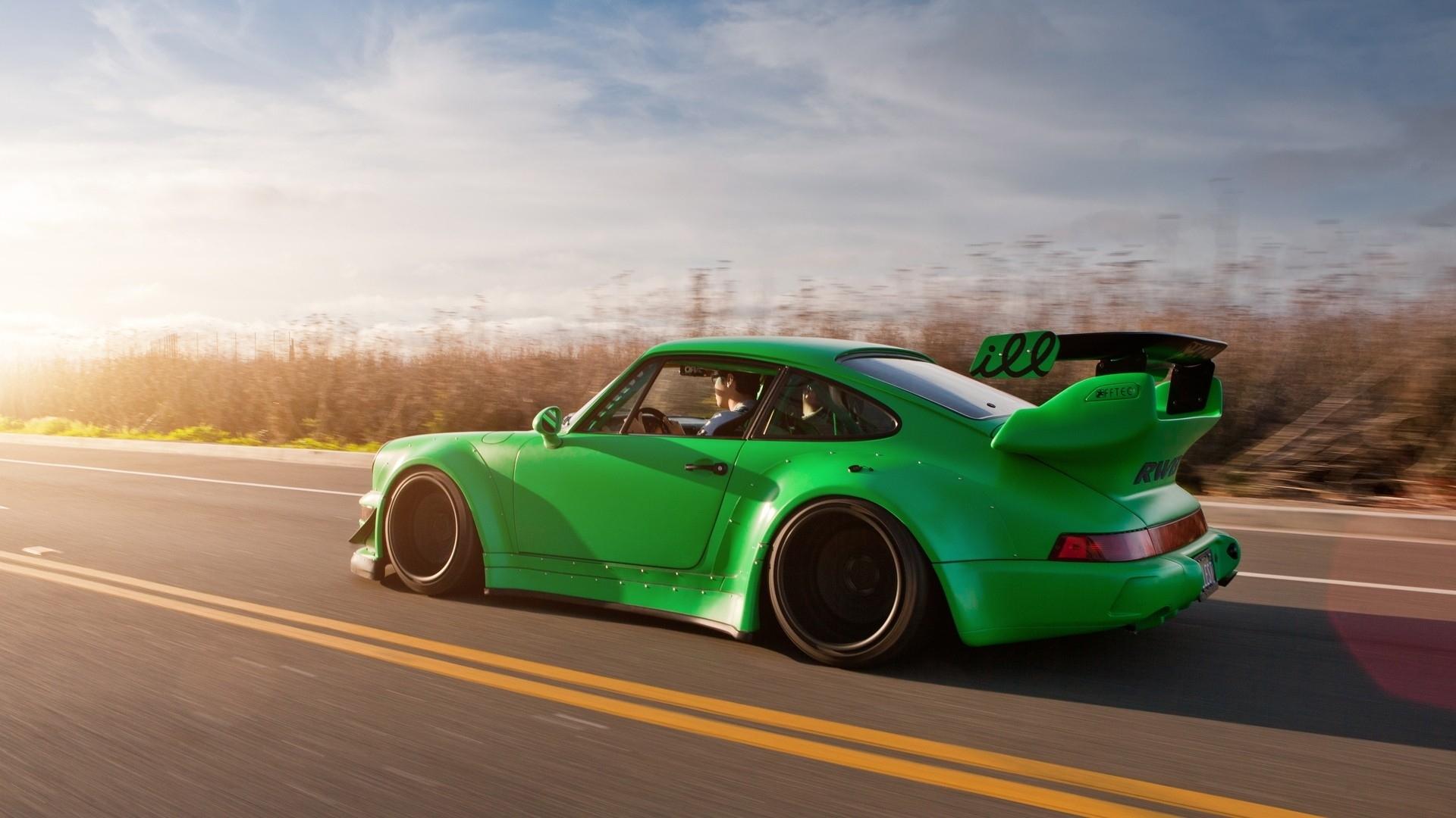 1920x1080 cars, Sunlight, Tuning, Porsche, Tuned, Rauh, Welt, Begriff, Green Wallpaper HD / Desktop and Mobile Background