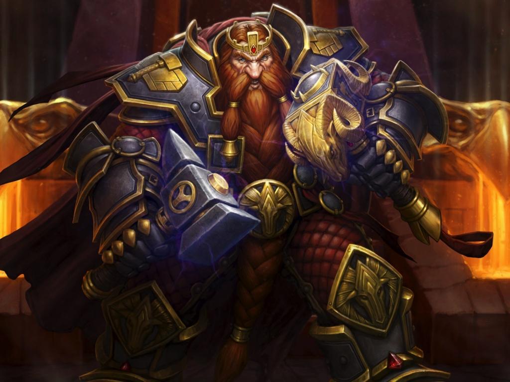 1024x768 Wallpaper dwarf king, warrior, hearthstone desktop wallpaper, HD image, picture, background, b8cdf4