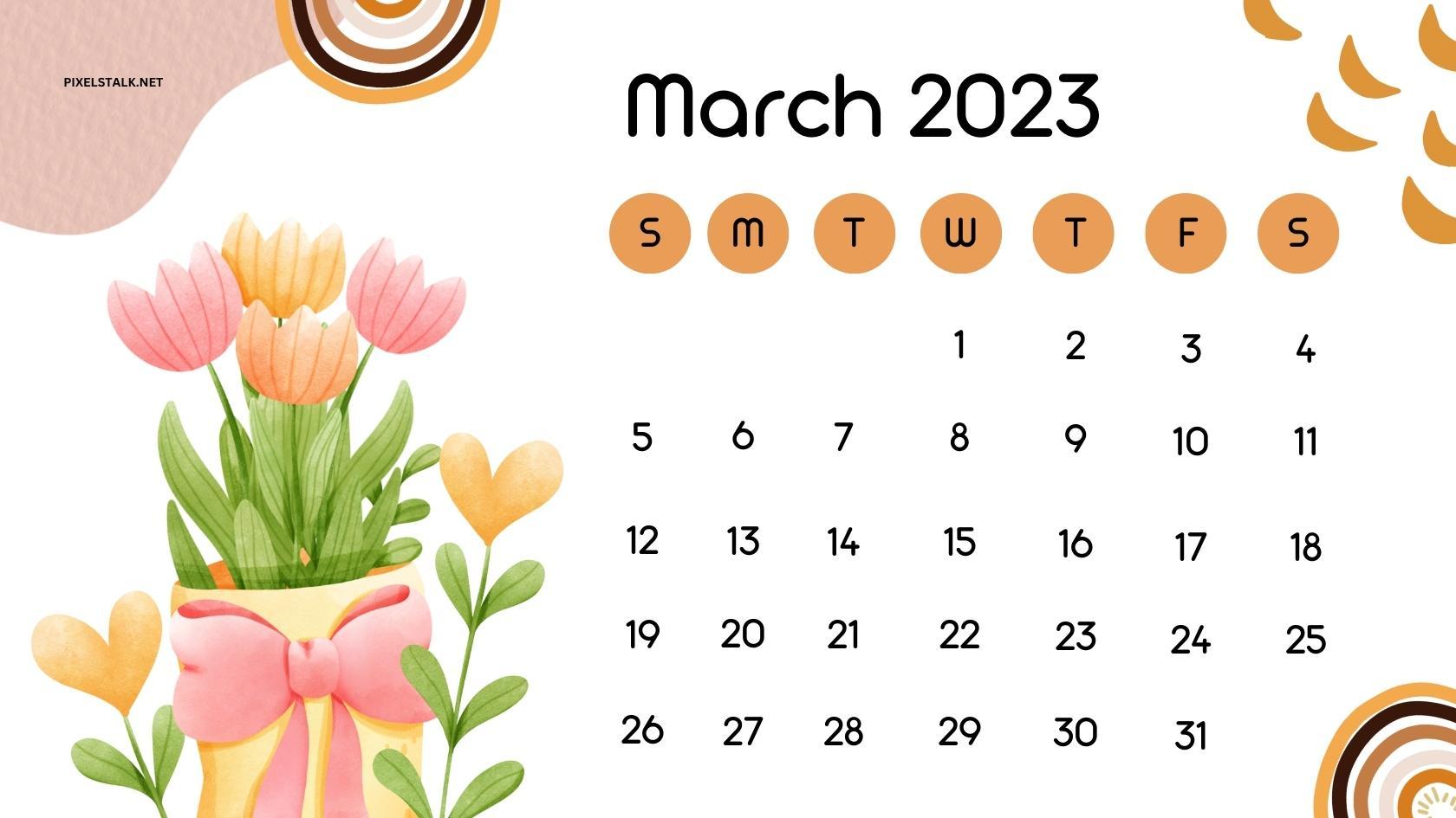 1680x945 March 2023 Calendar Background for Desktop