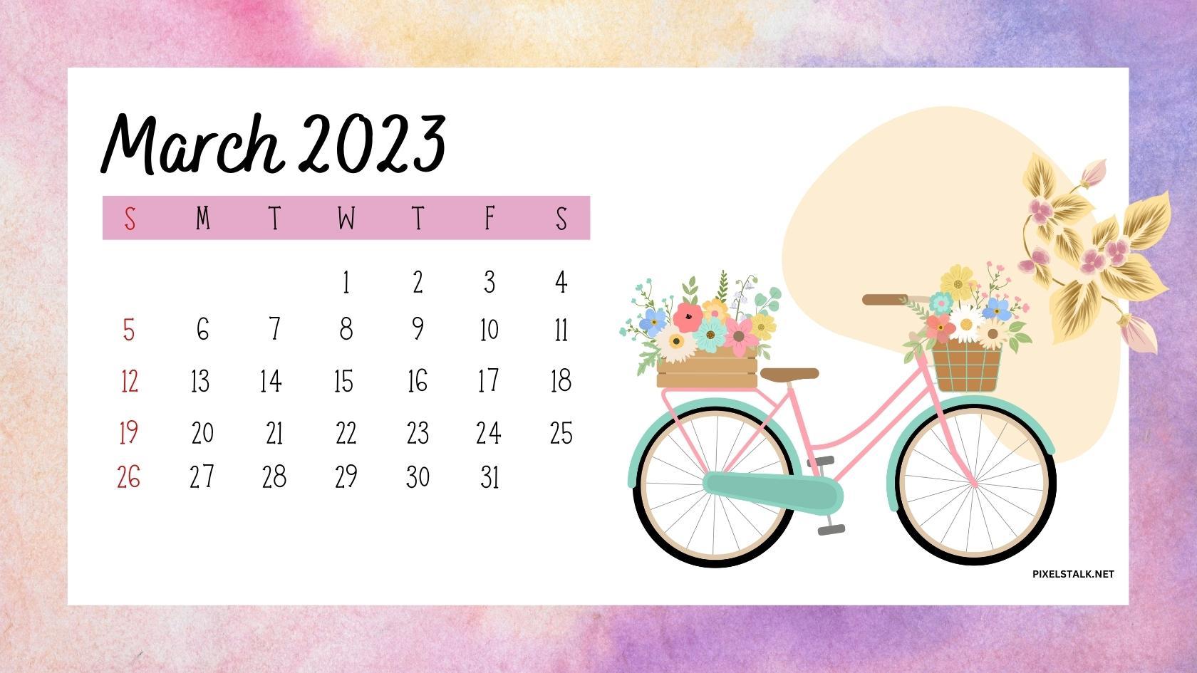 1680x945 March 2023 Calendar Background for Desktop
