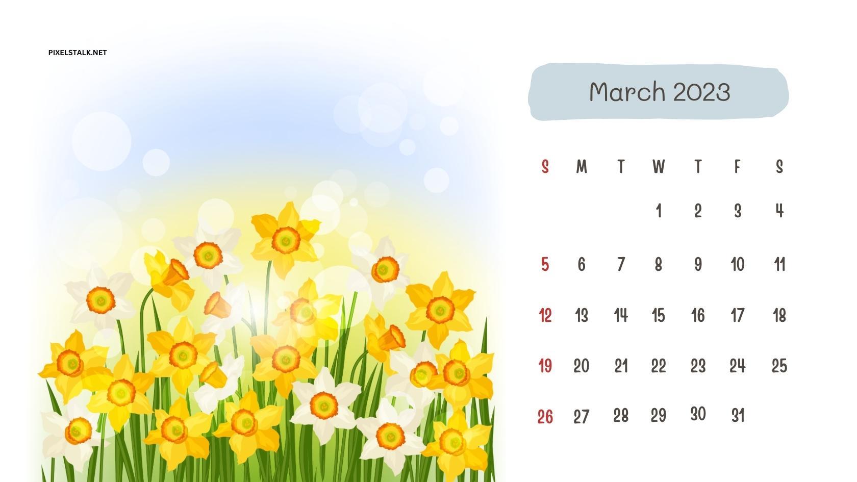1680x945 March 2023 Calendar Background for Desktop