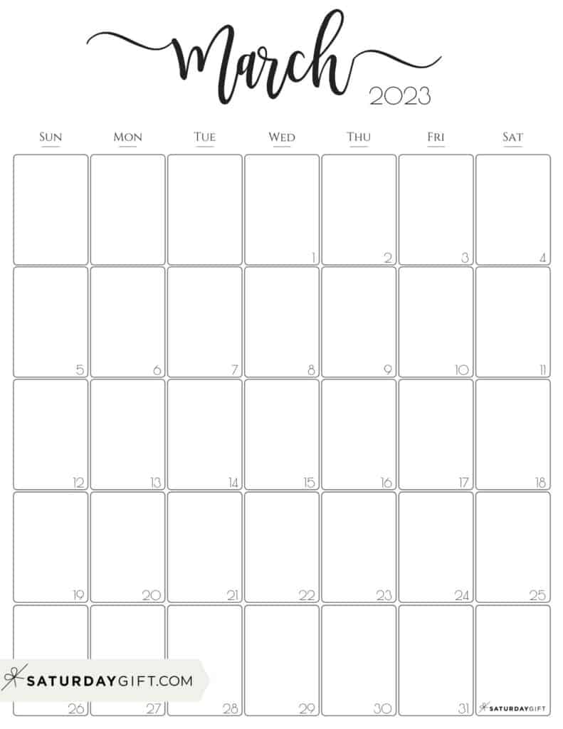 791x1024 March 2023 Calendar Cute & FREE Printables