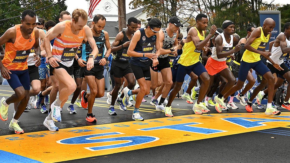 1200x675 Boston Marathon 2021 start line in Hopkinton Massachusetts