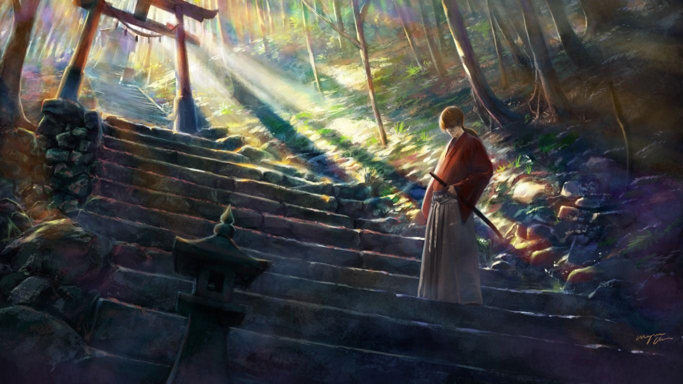 1366x768 Скачать обои арт, shitub аниме, rurouni kenshin, himura kenshin, раздел аниме в разрешении 1366x768. Rurouni kenshin, Kenshin anime, Rurouni kenshin movie