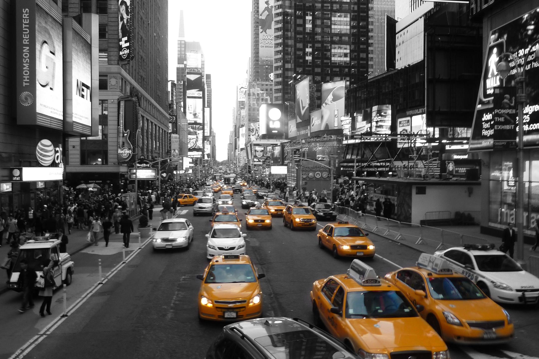 2160x1440 HD desktop wallpaper: Cities, City, Traffic, New York, Man Made, Selective Color download free picture