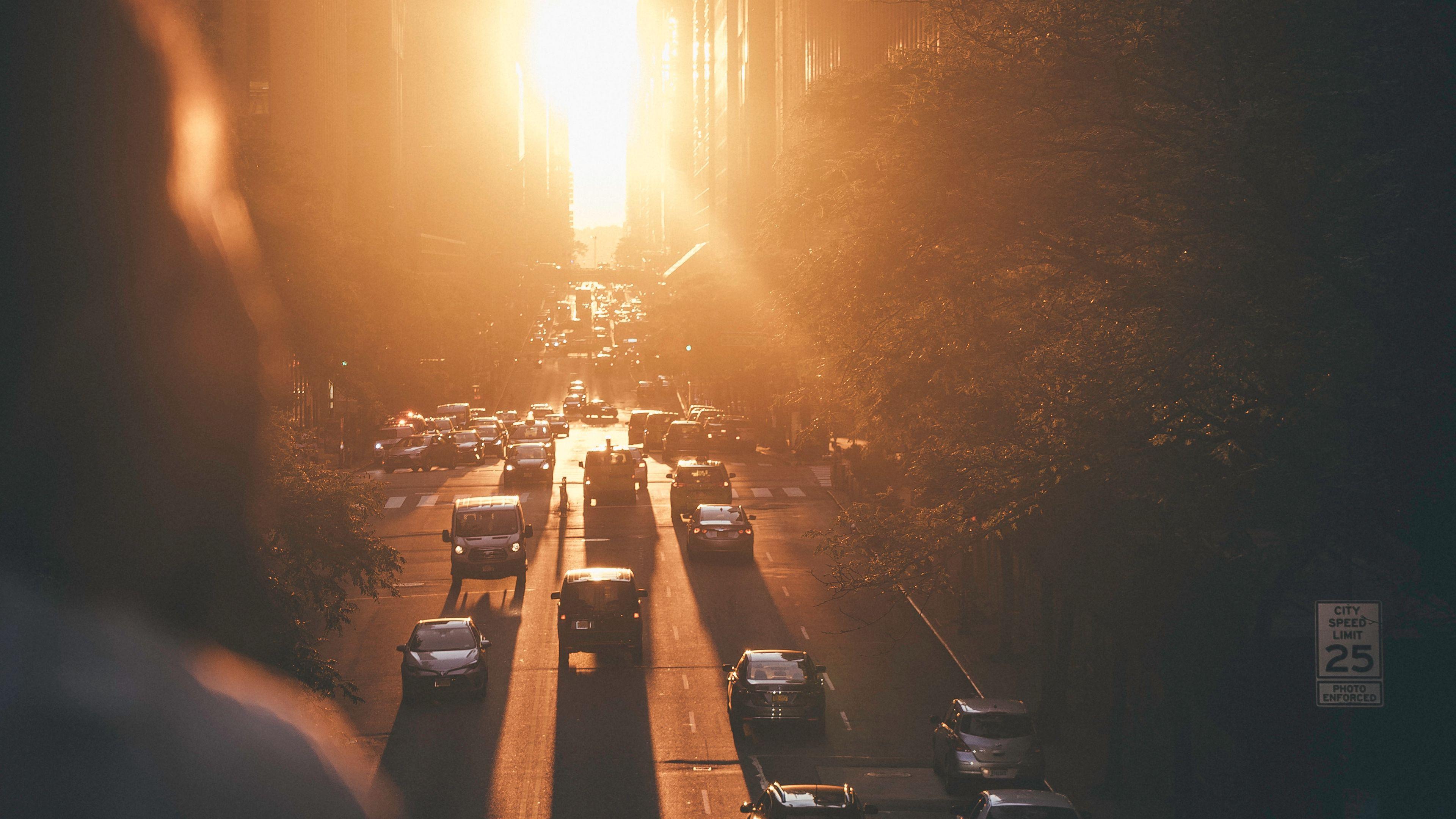 3840x2160 Wallpaper / traffic, road, sunset, city, new york, united states, 4k free download