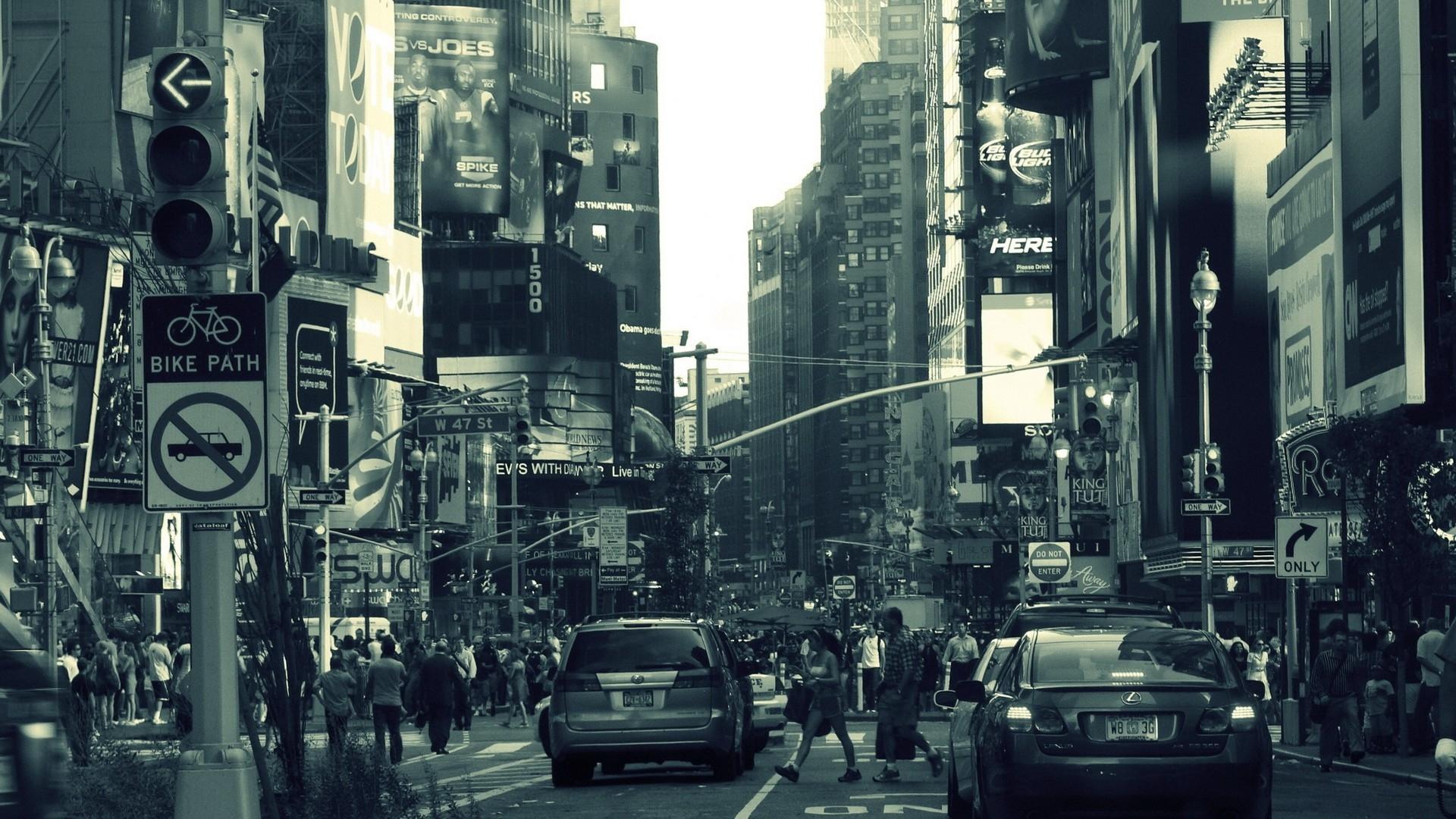 1920x1080 Wallpaper new york, manhattan, street, traffic